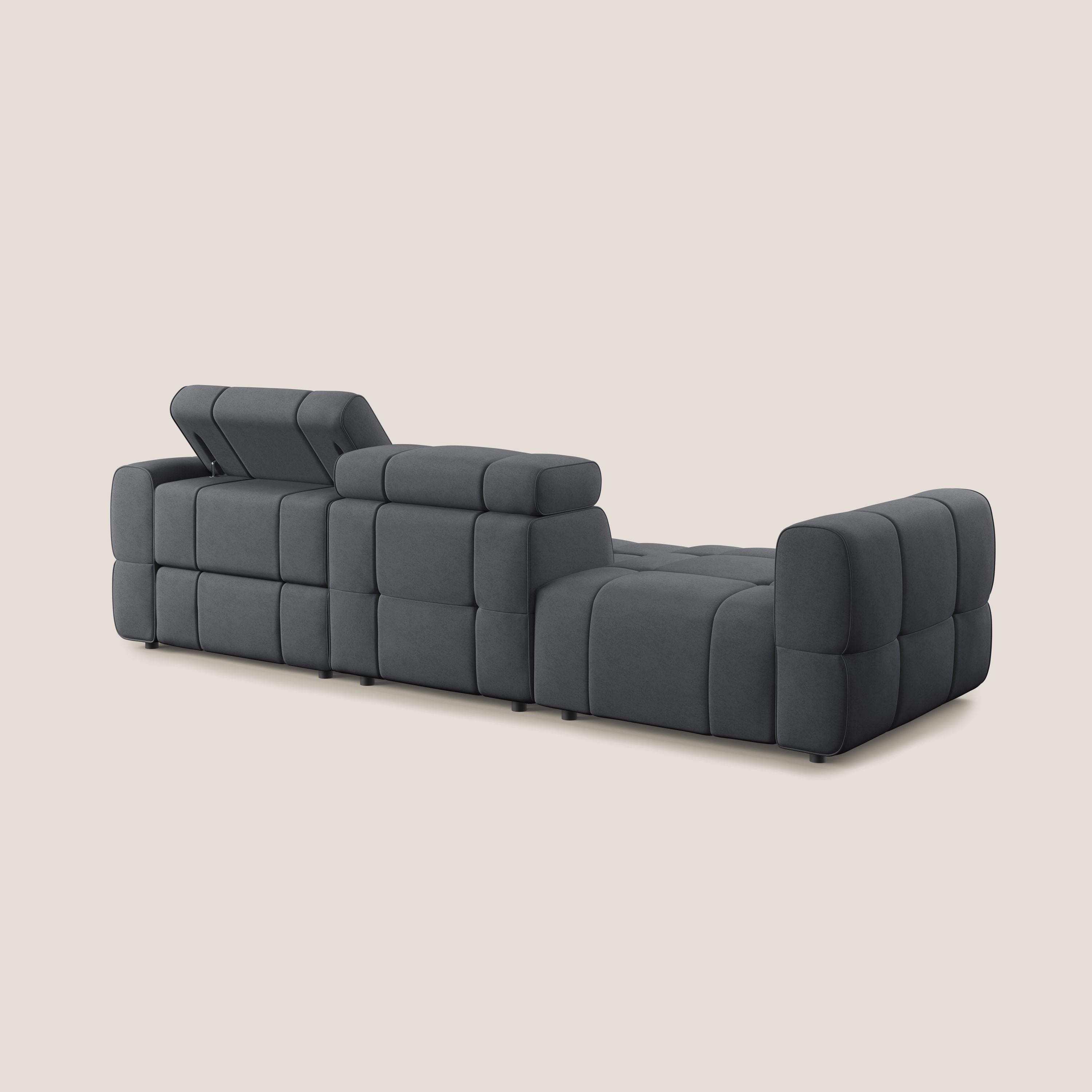 Giotto Divano con terminale e opzione relax elettrico in microfibra effetto velluto impermeabile T09 - divani.store