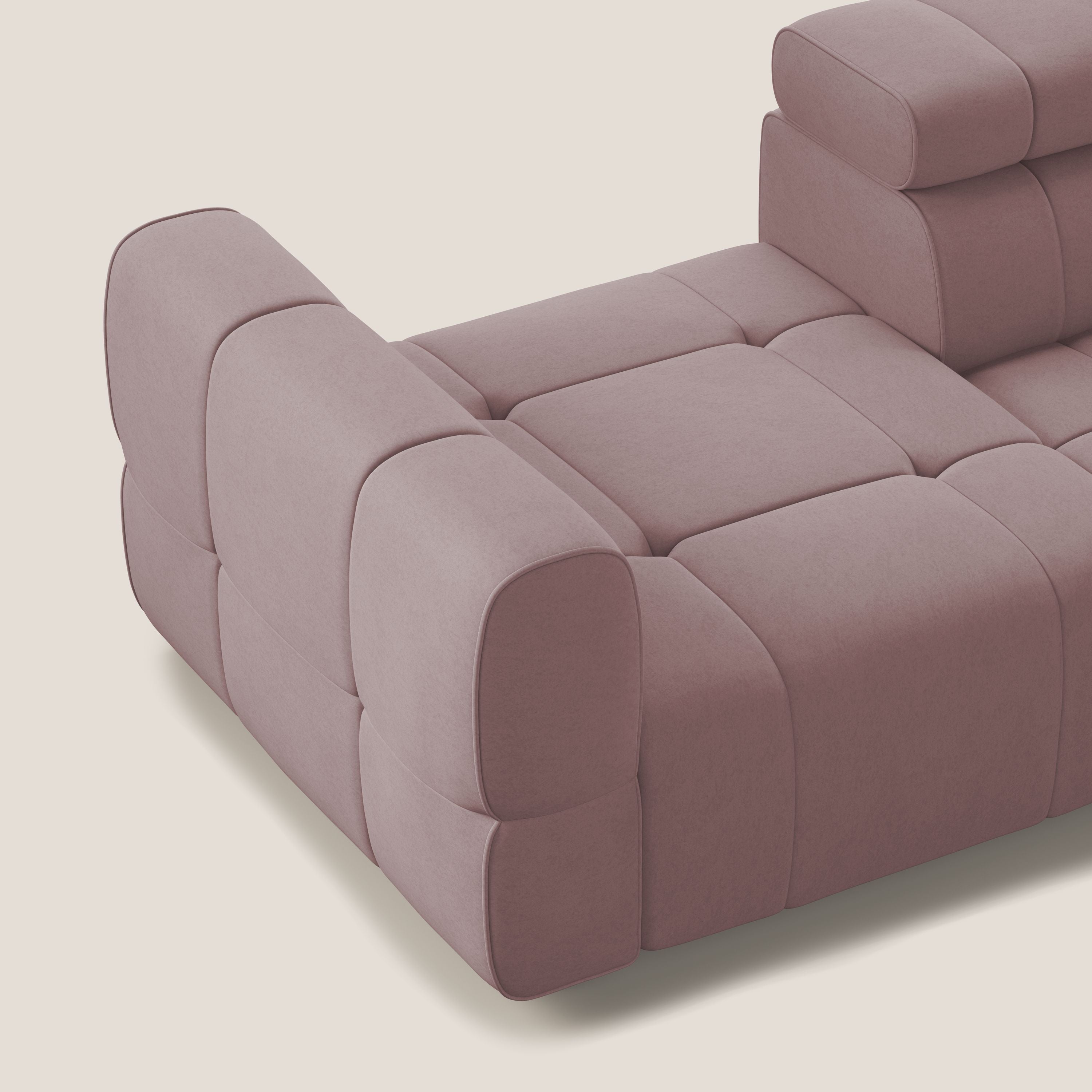 Giotto Divano con terminale e opzione relax elettrico in microfibra effetto velluto impermeabile T09 - divani.store