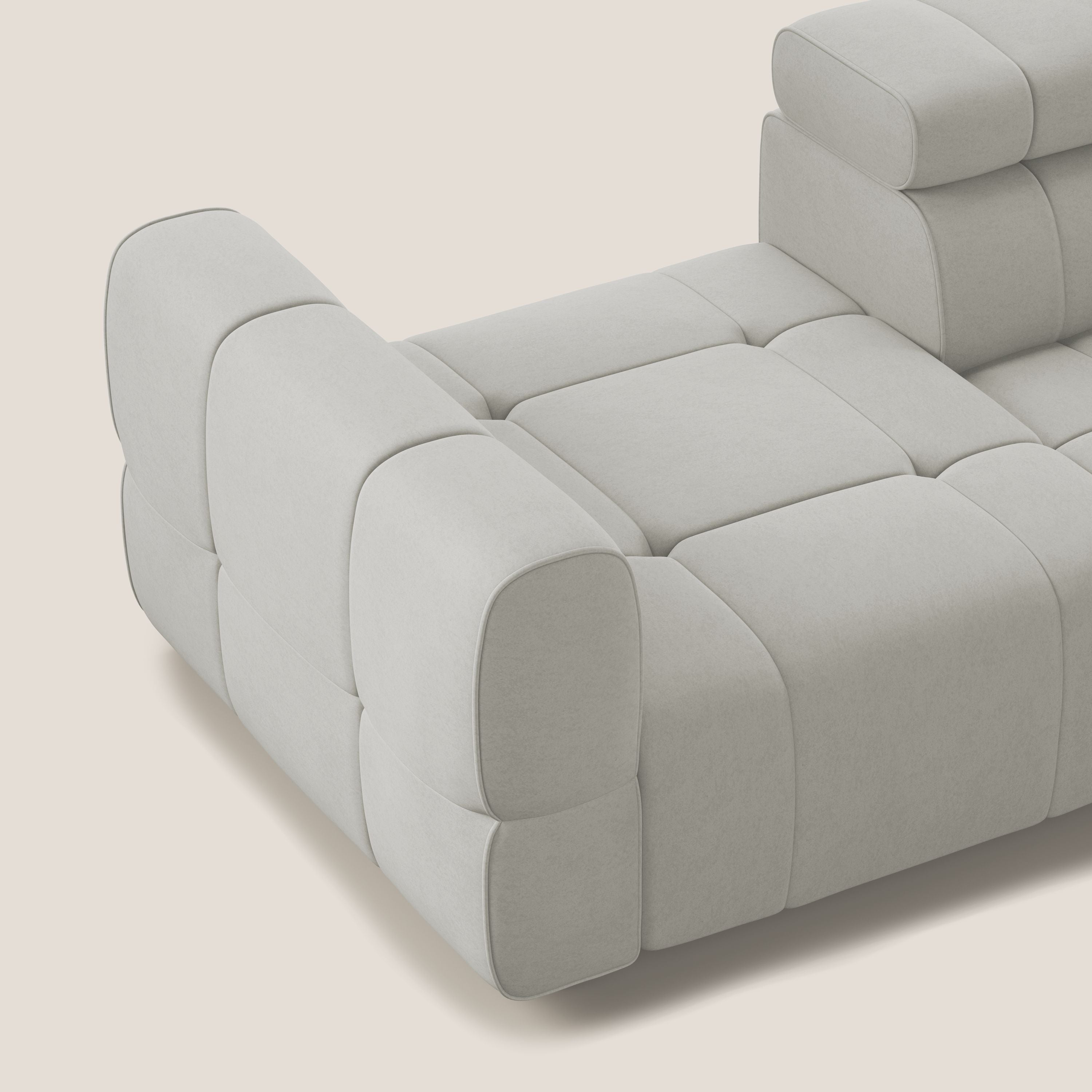 Giotto Divano con terminale e opzione relax elettrico in microfibra effetto velluto impermeabile T09 - divani.store