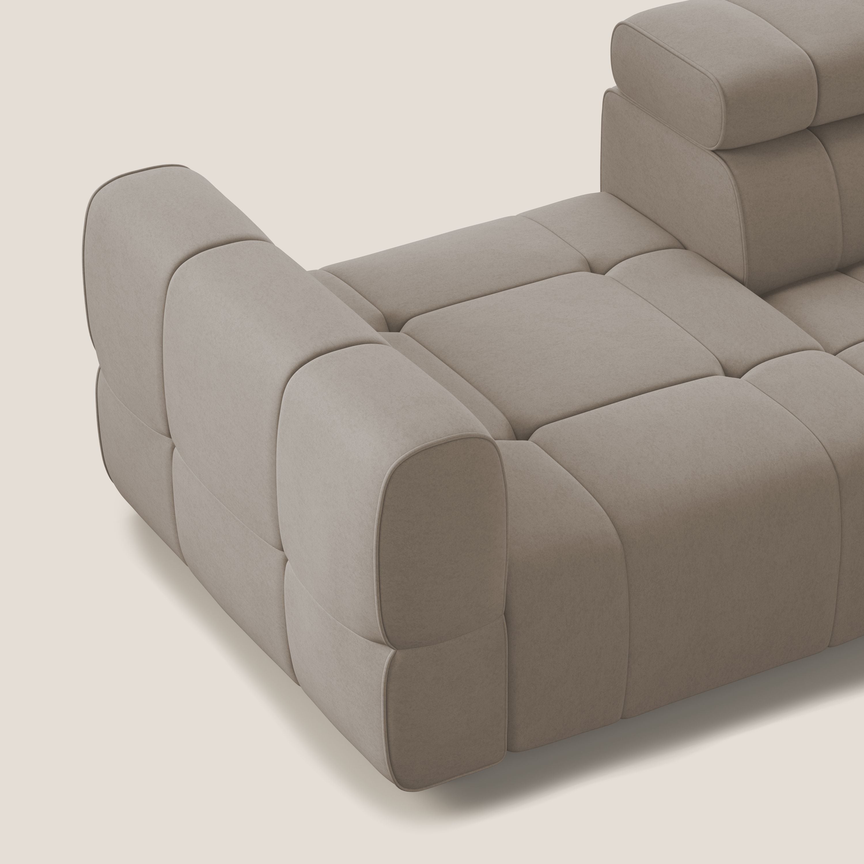 Giotto Divano con terminale e opzione relax elettrico in microfibra effetto velluto impermeabile T09 - divani.store