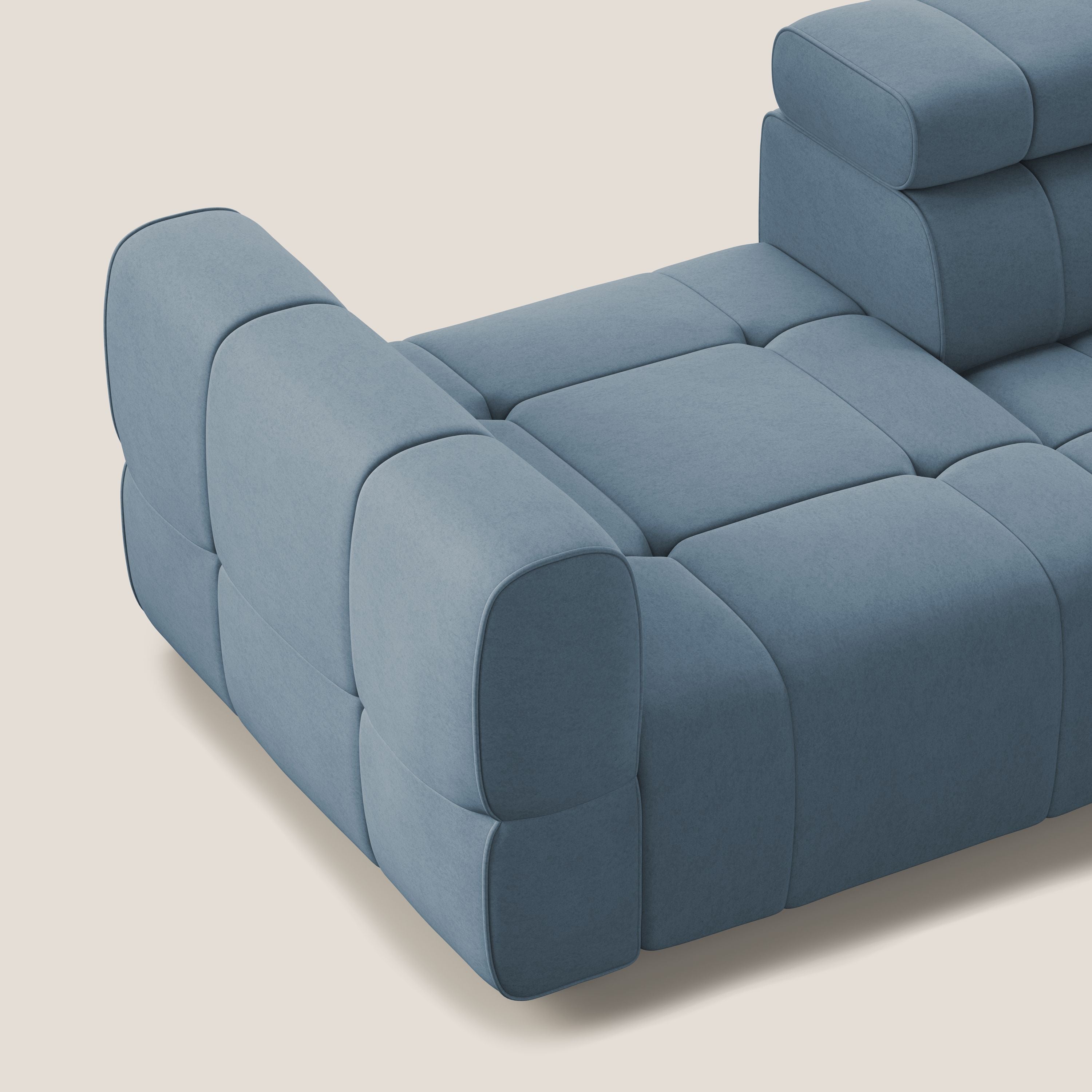 Giotto Divano con terminale e opzione relax elettrico in microfibra effetto velluto impermeabile T09 - divani.store