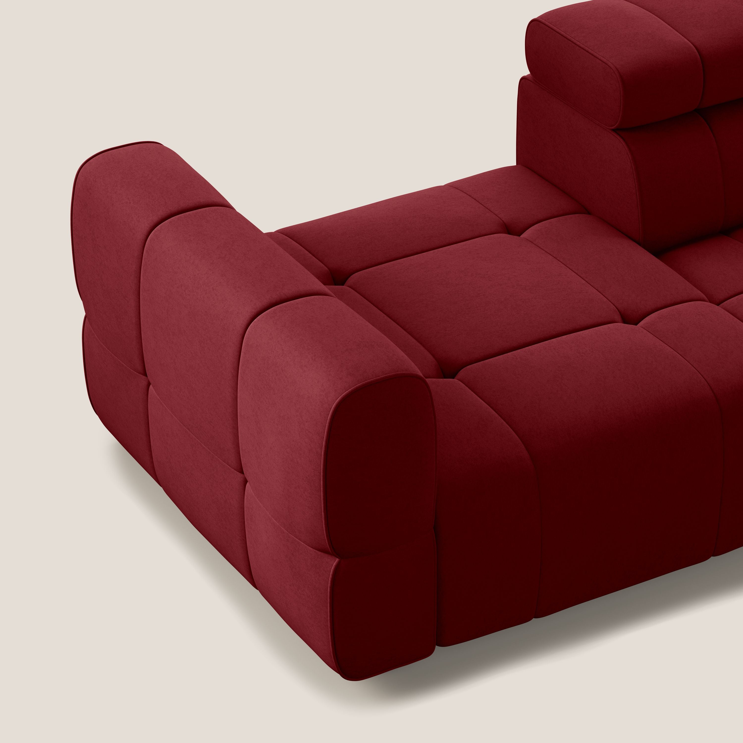 Giotto Divano con terminale e opzione relax elettrico in microfibra effetto velluto impermeabile T09 - divani.store