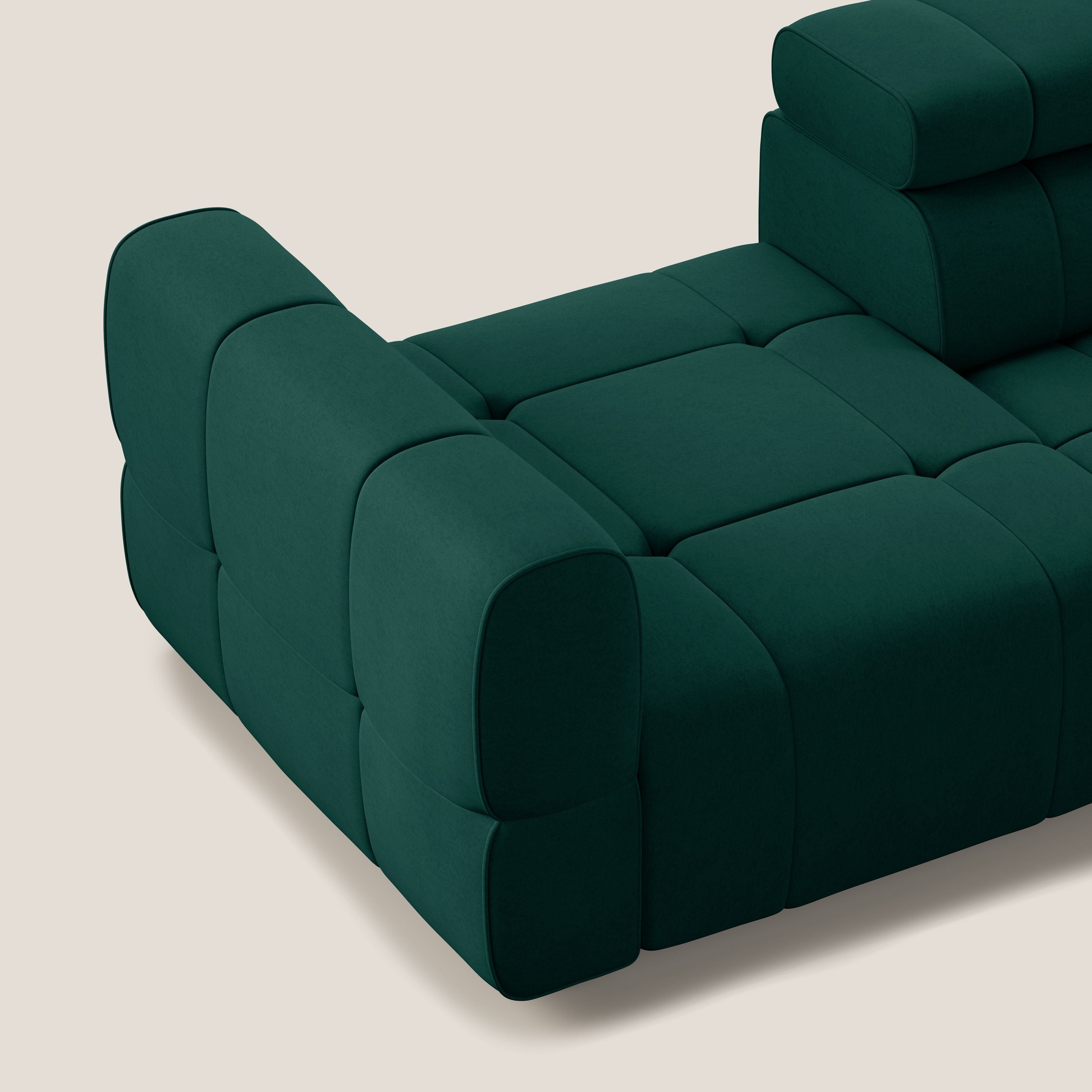 Giotto Divano con terminale e opzione relax elettrico in microfibra effetto velluto impermeabile T09 - divani.store