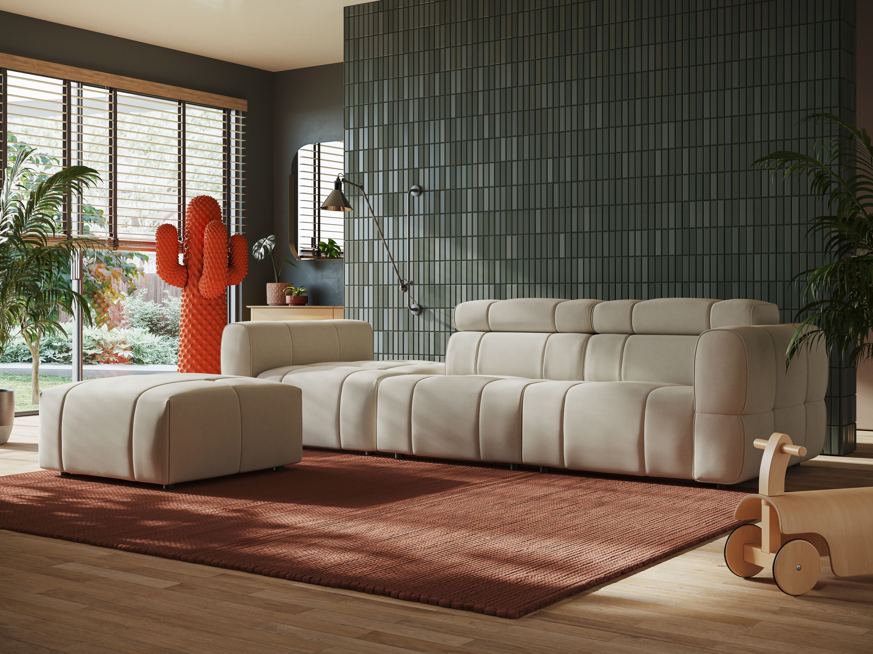 Giotto Divano con terminale e opzione relax elettrico in microfibra effetto velluto impermeabile T09 - divani.store