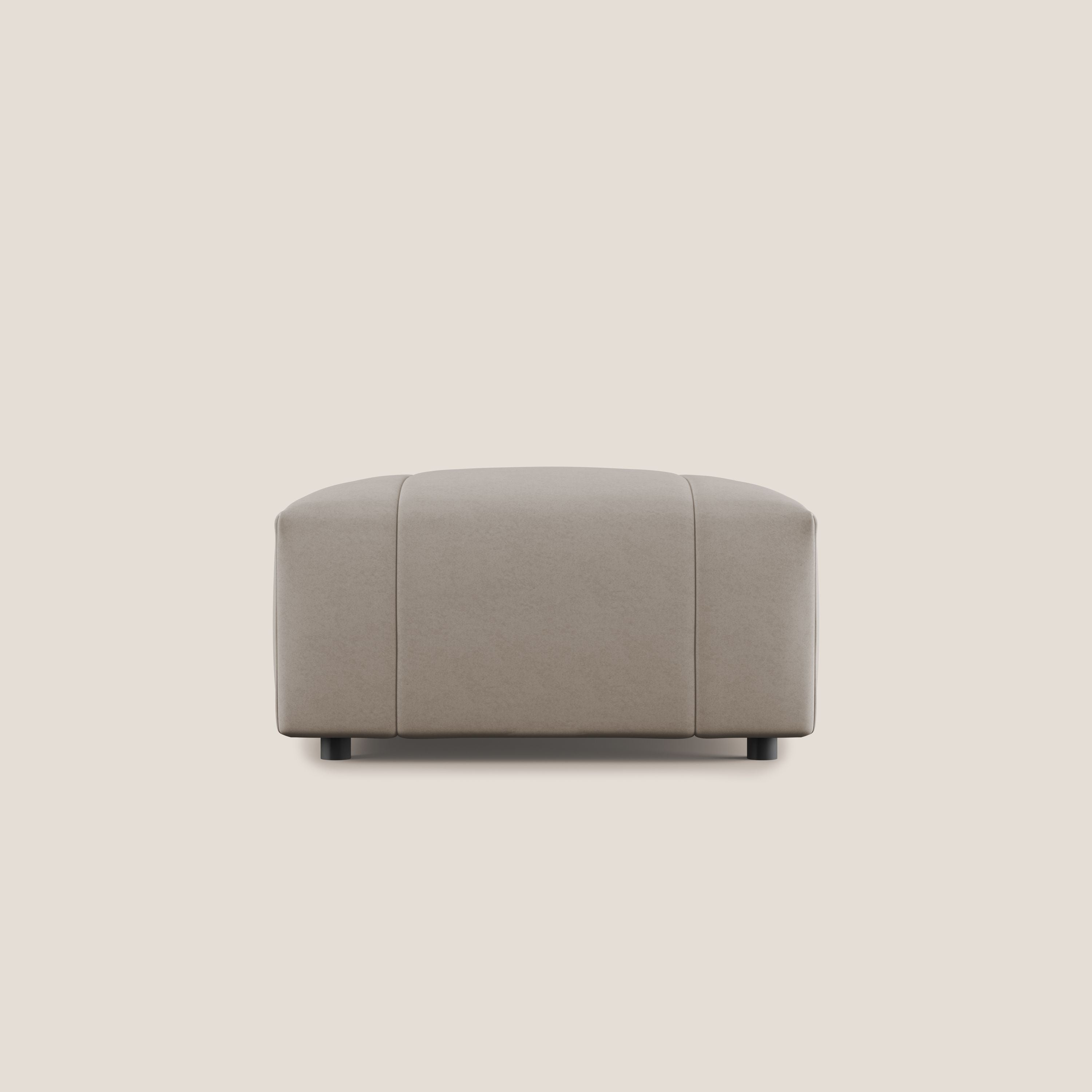 Giotto pouf in morbida microfibra effetto velluto impermeabile idrorepellente T09 tortora - divani.store