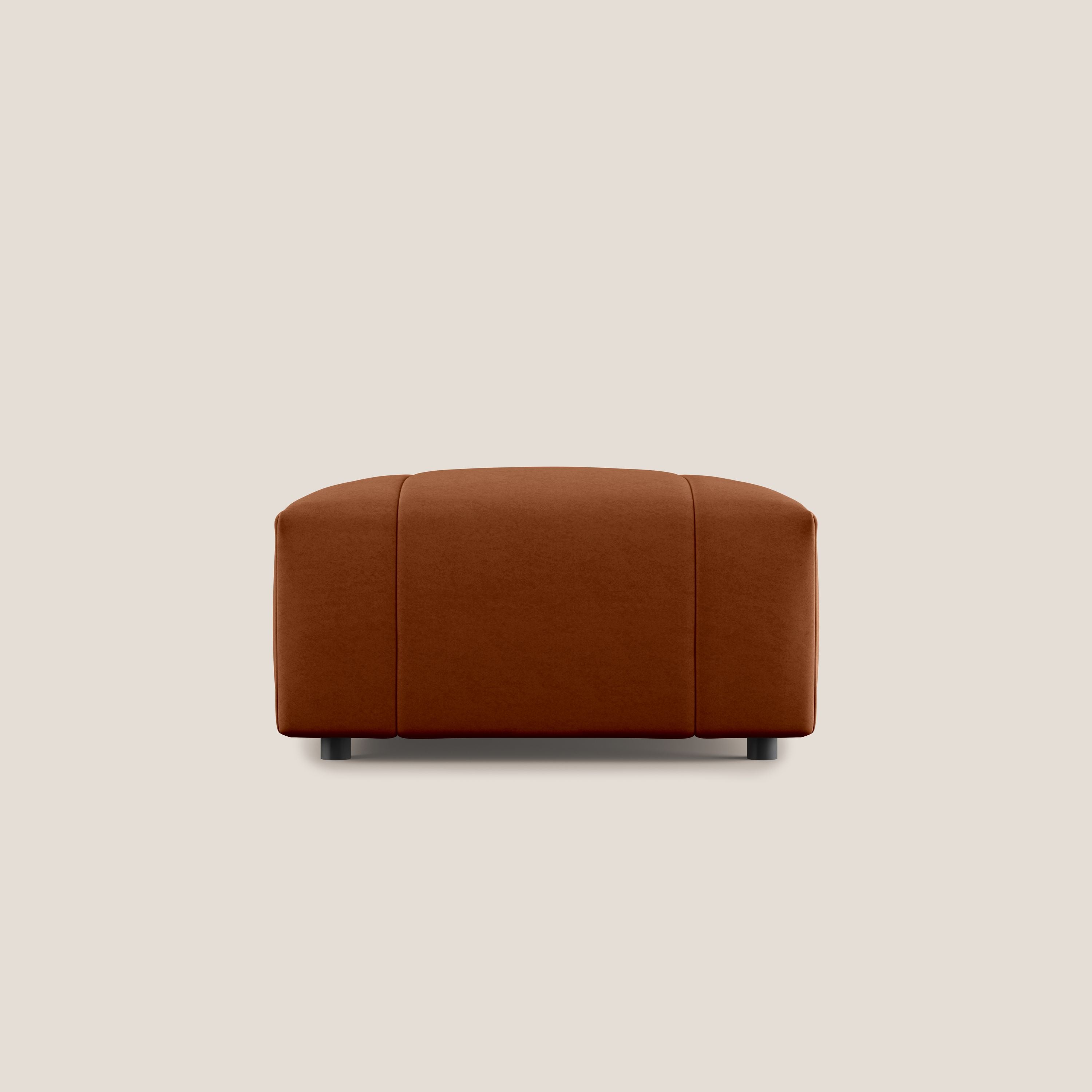 Giotto pouf in morbida microfibra effetto velluto impermeabile idrorepellente T09 ruggine - divani.store