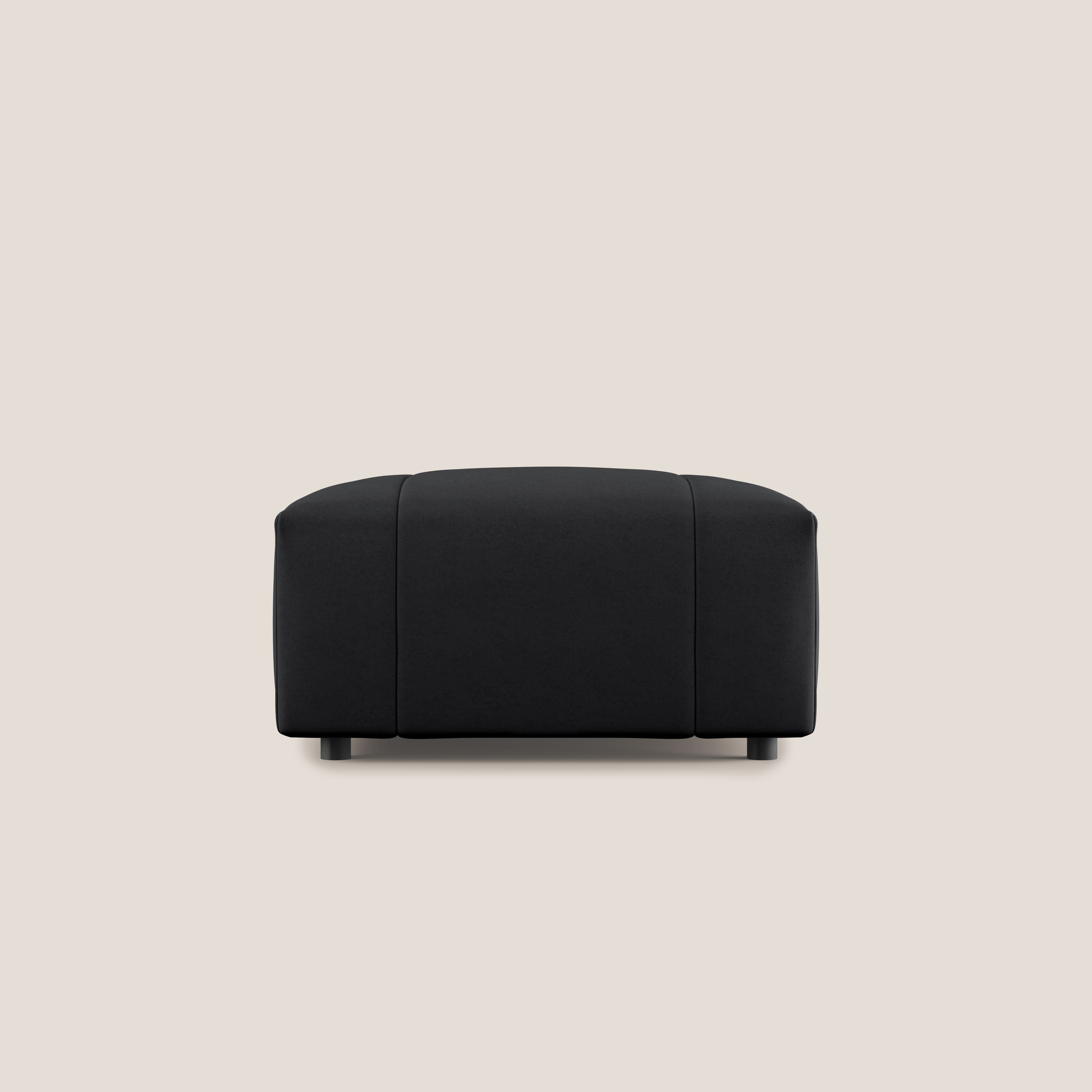 Giotto pouf in morbida microfibra effetto velluto impermeabile idrorepellente T09 antracite - divani.store