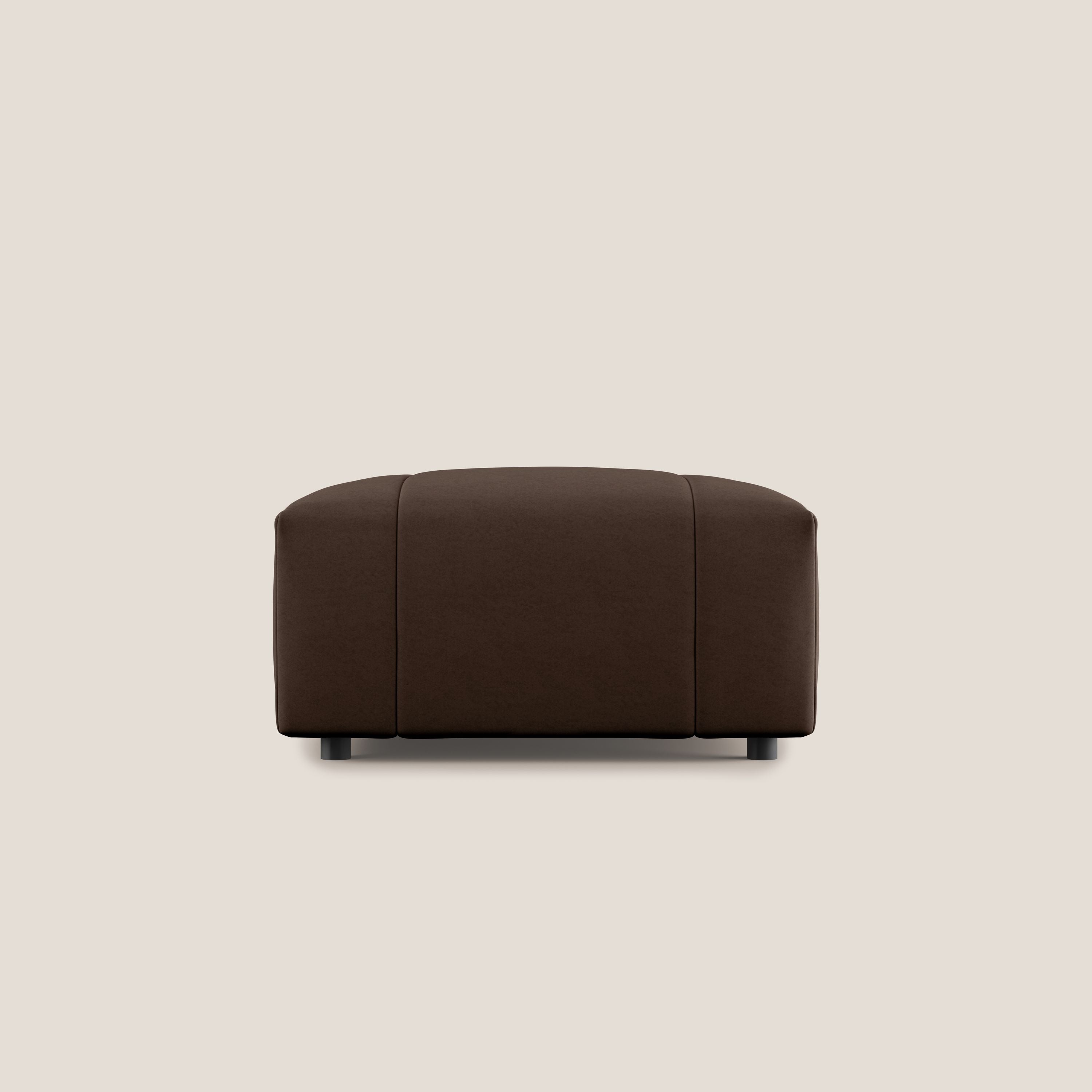 Giotto pouf in morbida microfibra effetto velluto impermeabile idrorepellente T09 marrone - divani.store