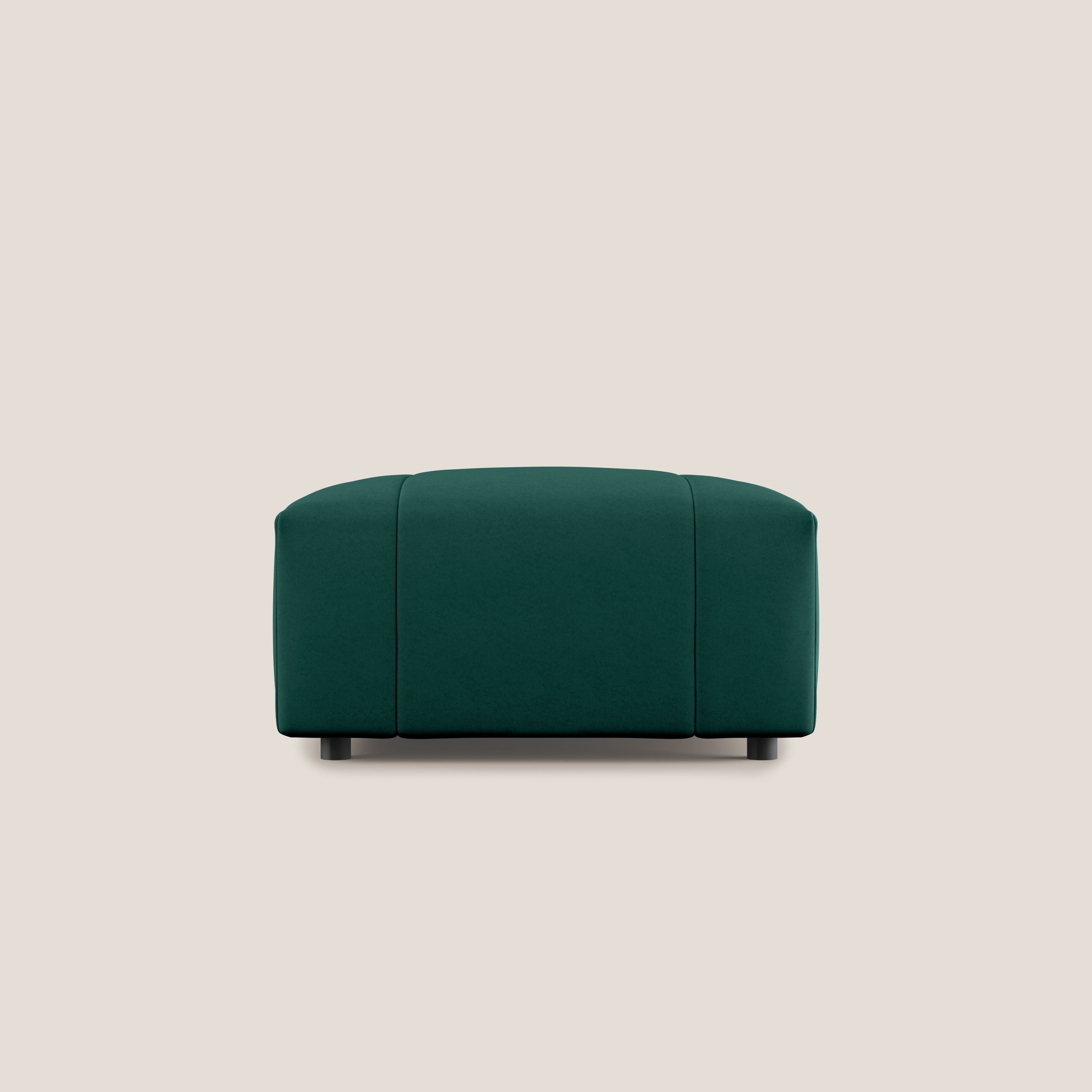 Giotto pouf in morbida microfibra effetto velluto impermeabile idrorepellente T09 verde - divani.store