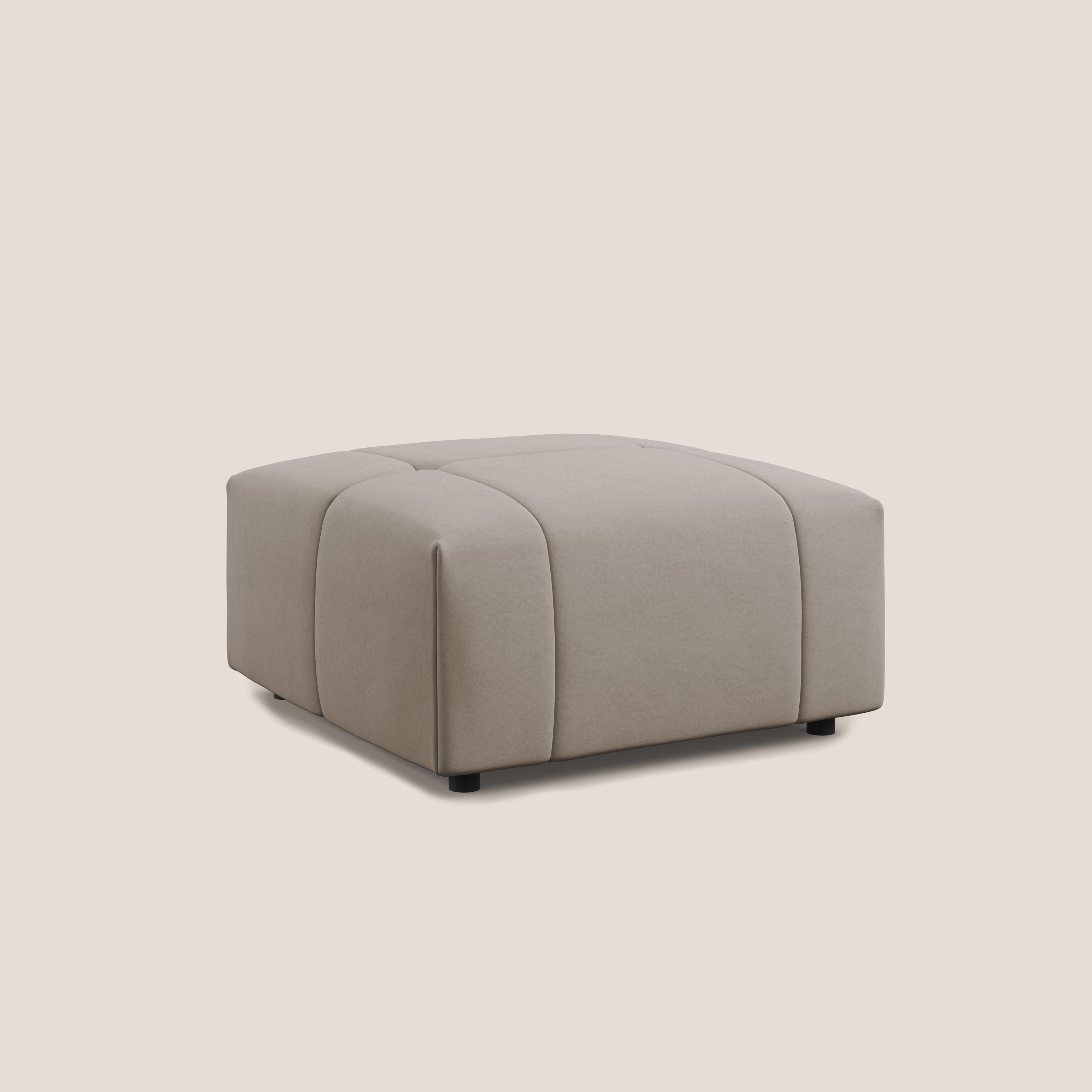 Giotto pouf in morbida microfibra effetto velluto impermeabile idrorepellente T09 tortora - divani.store