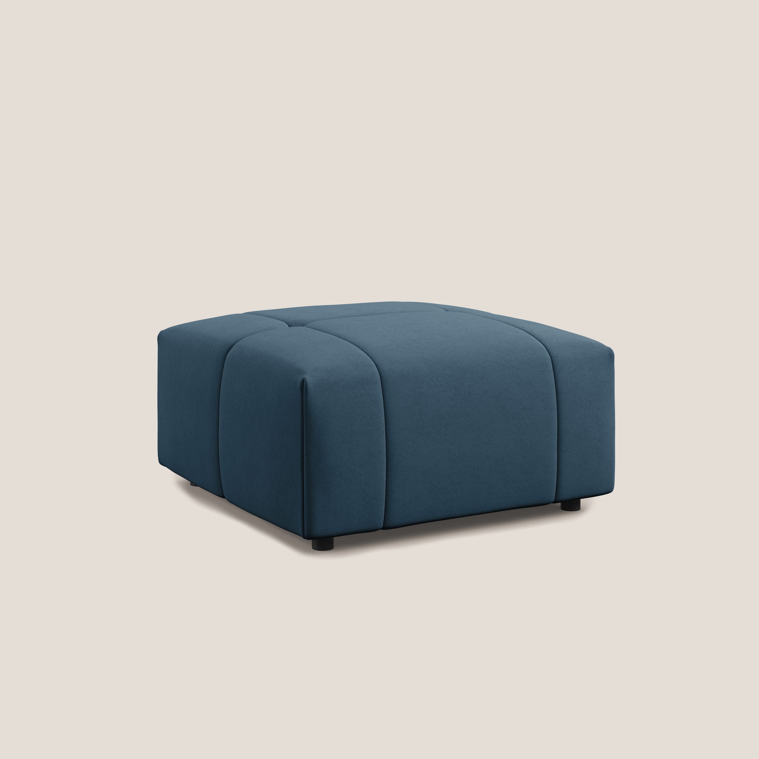 Giotto pouf in morbida microfibra effetto velluto impermeabile idrorepellente T09 blu - divani.store