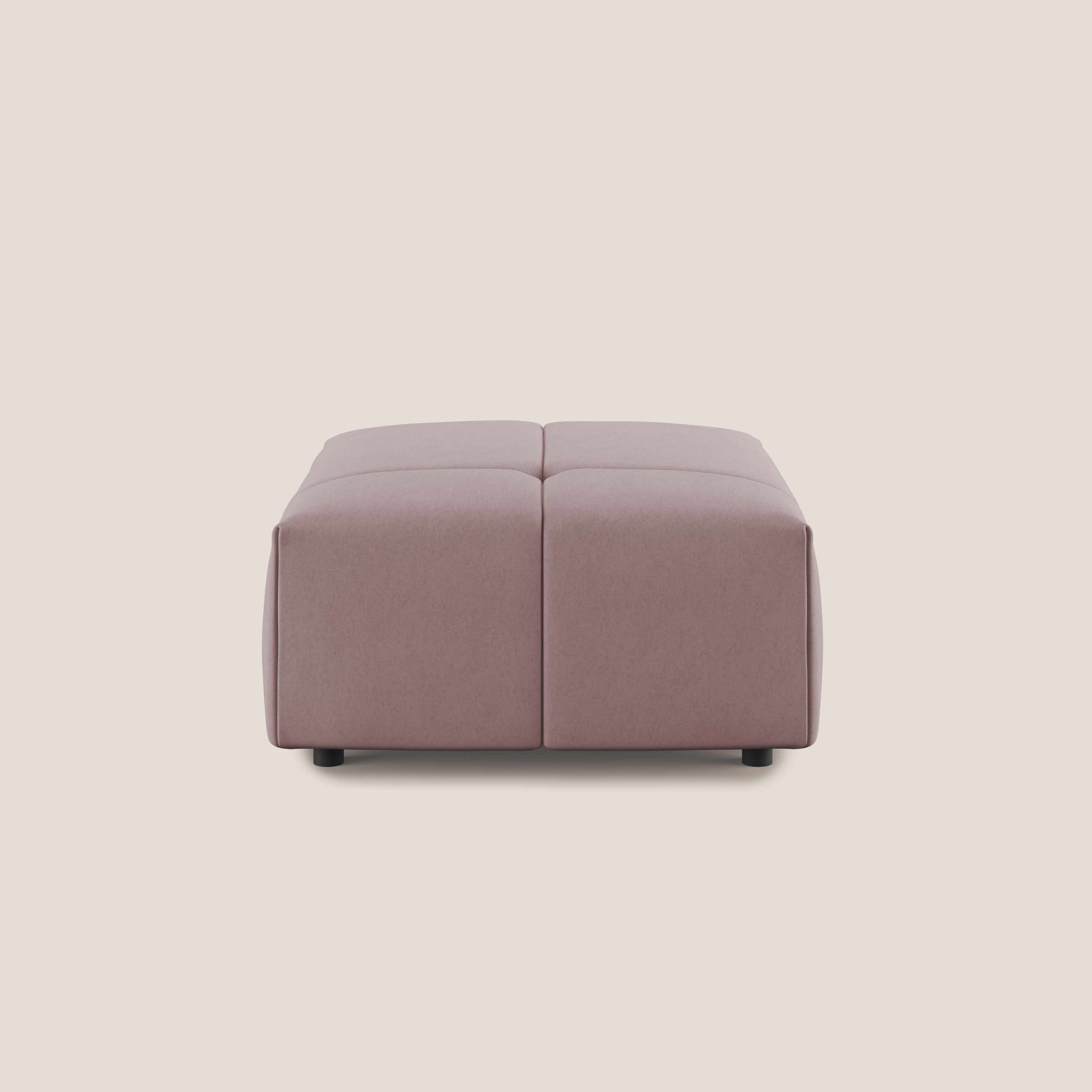 Giotto pouf in morbida microfibra effetto velluto impermeabile idrorepellente T09 rosa - divani.store