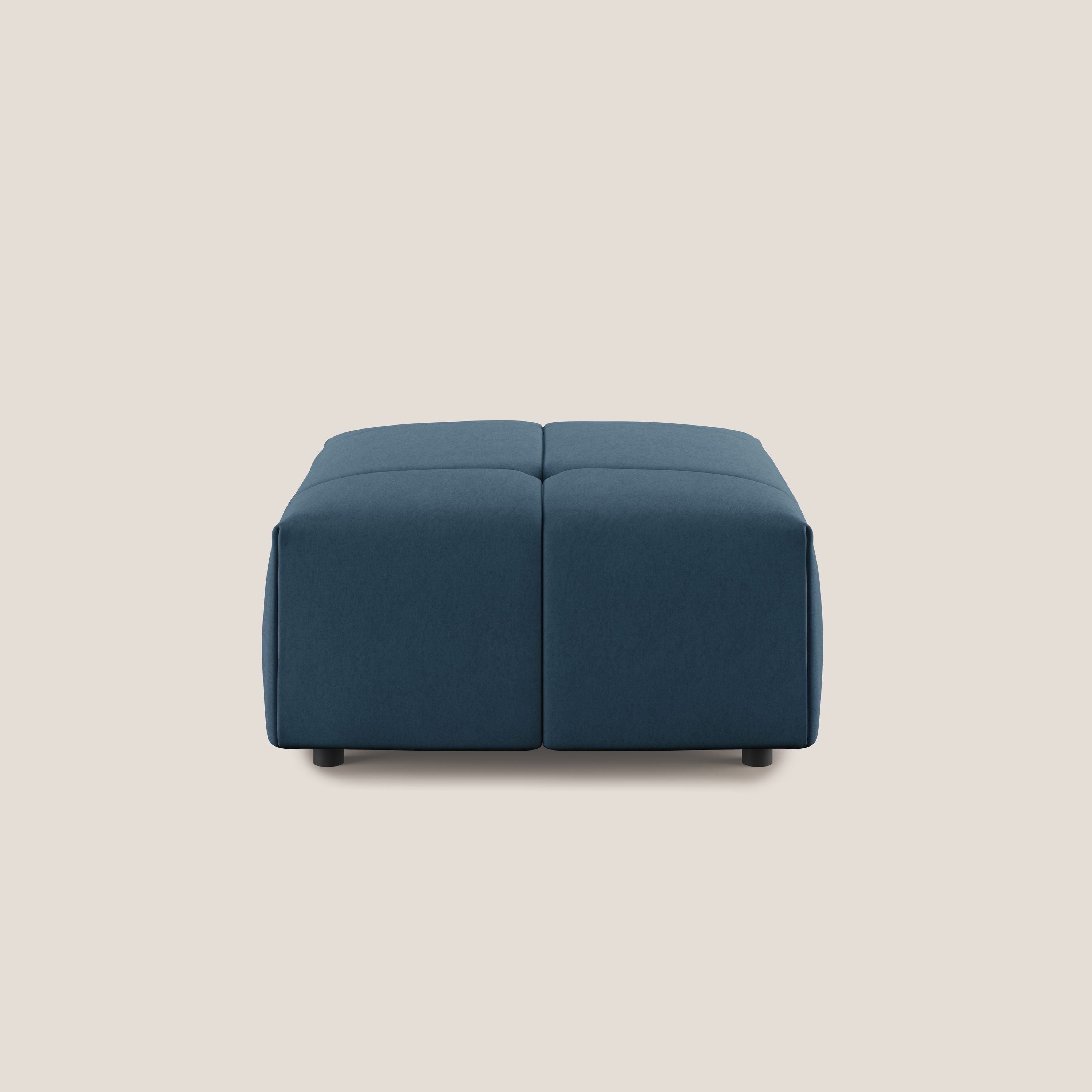 Giotto pouf in morbida microfibra effetto velluto impermeabile idrorepellente T09 blu - divani.store