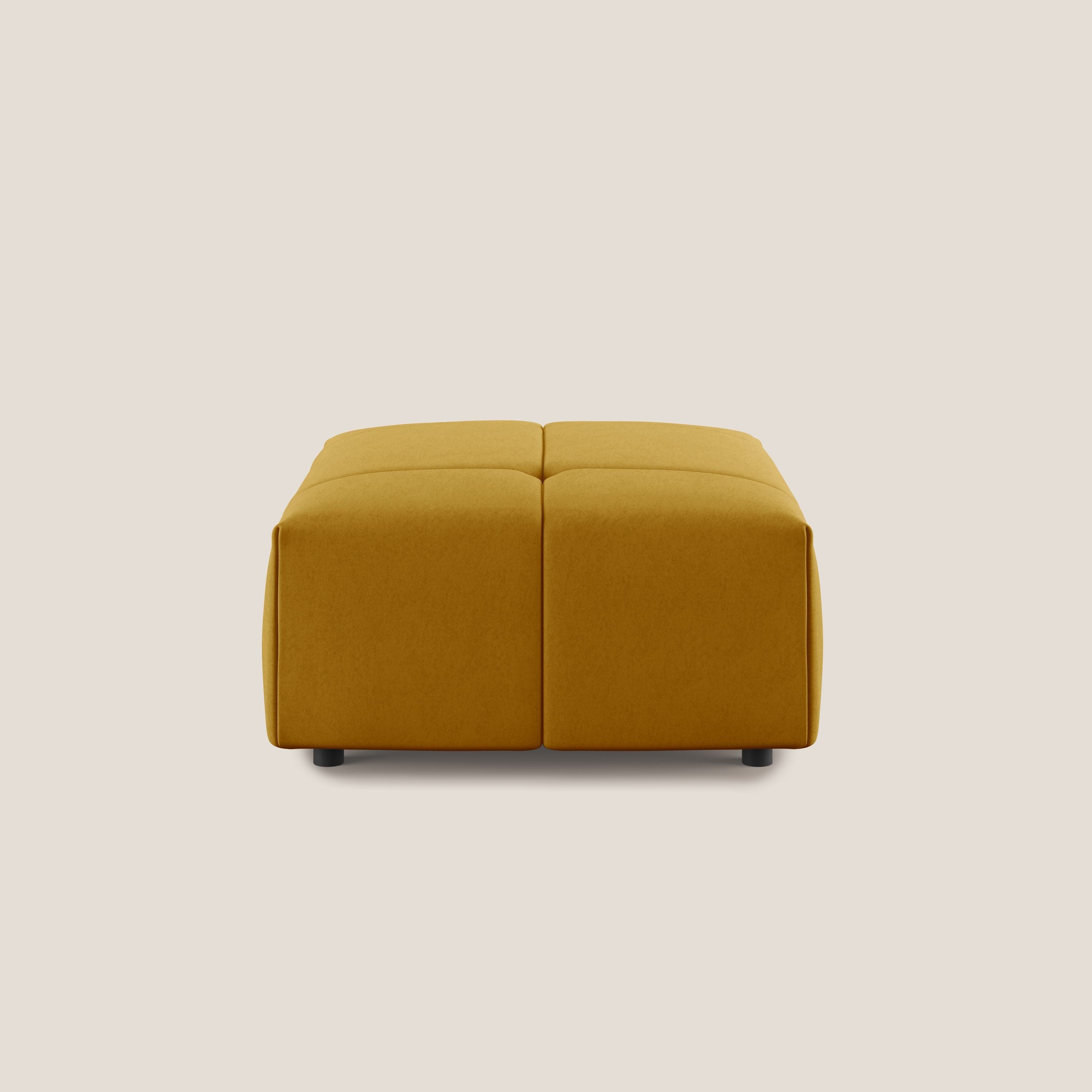 Giotto pouf in morbida microfibra effetto velluto impermeabile idrorepellente T09 giallo - divani.store