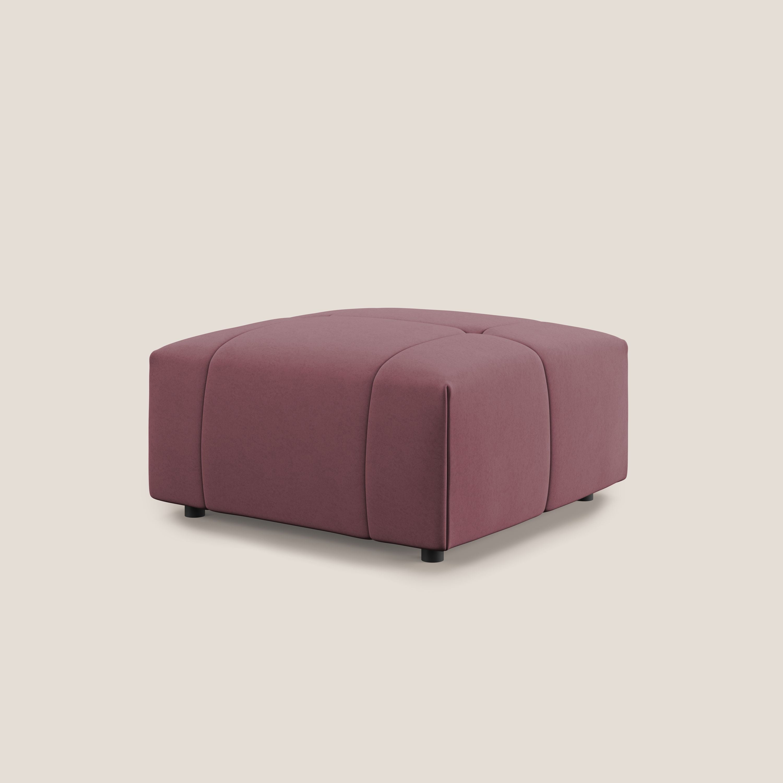 Giotto pouf in morbida microfibra effetto velluto impermeabile idrorepellente T09 salmone - divani.store