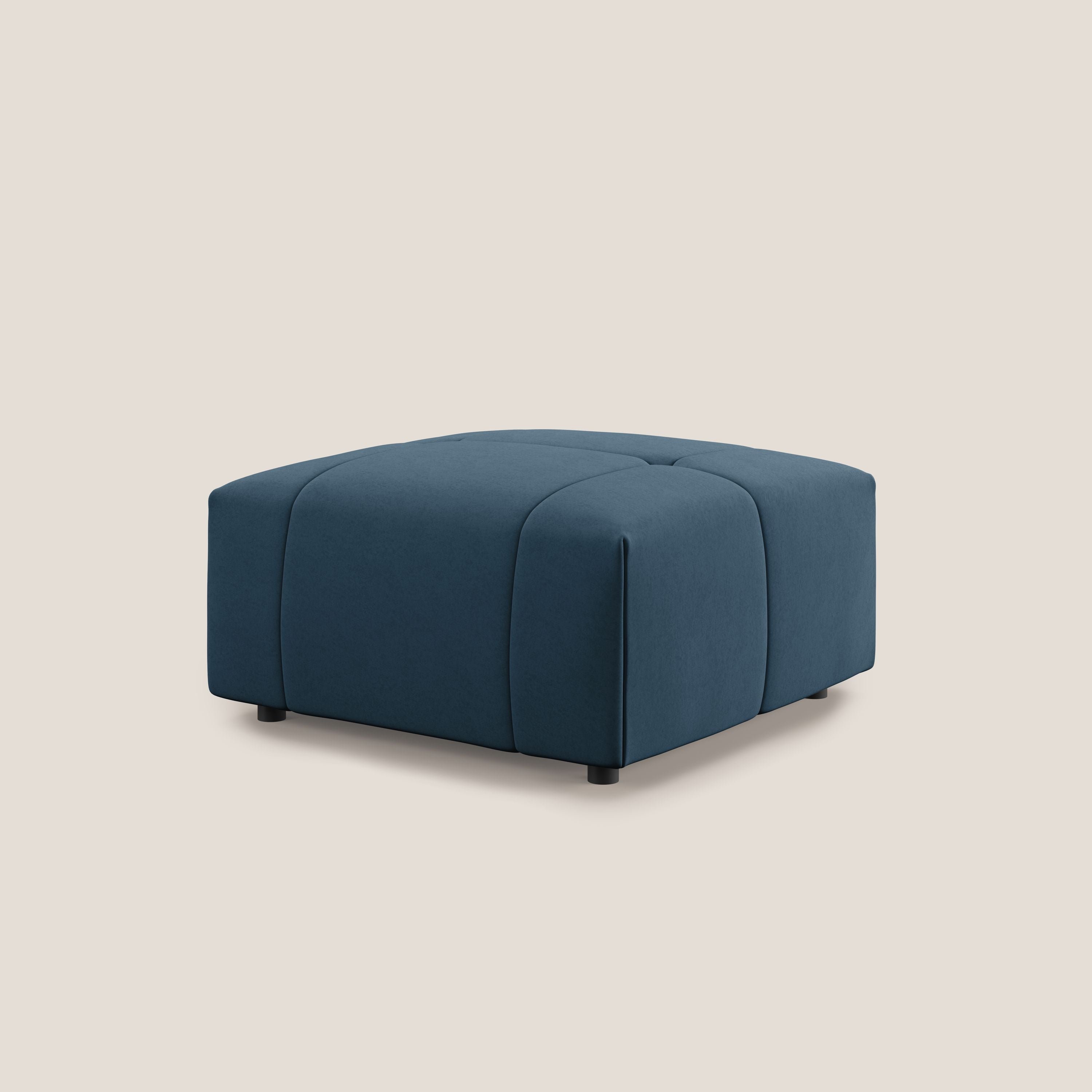 Giotto pouf in morbida microfibra effetto velluto impermeabile idrorepellente T09 blu - divani.store