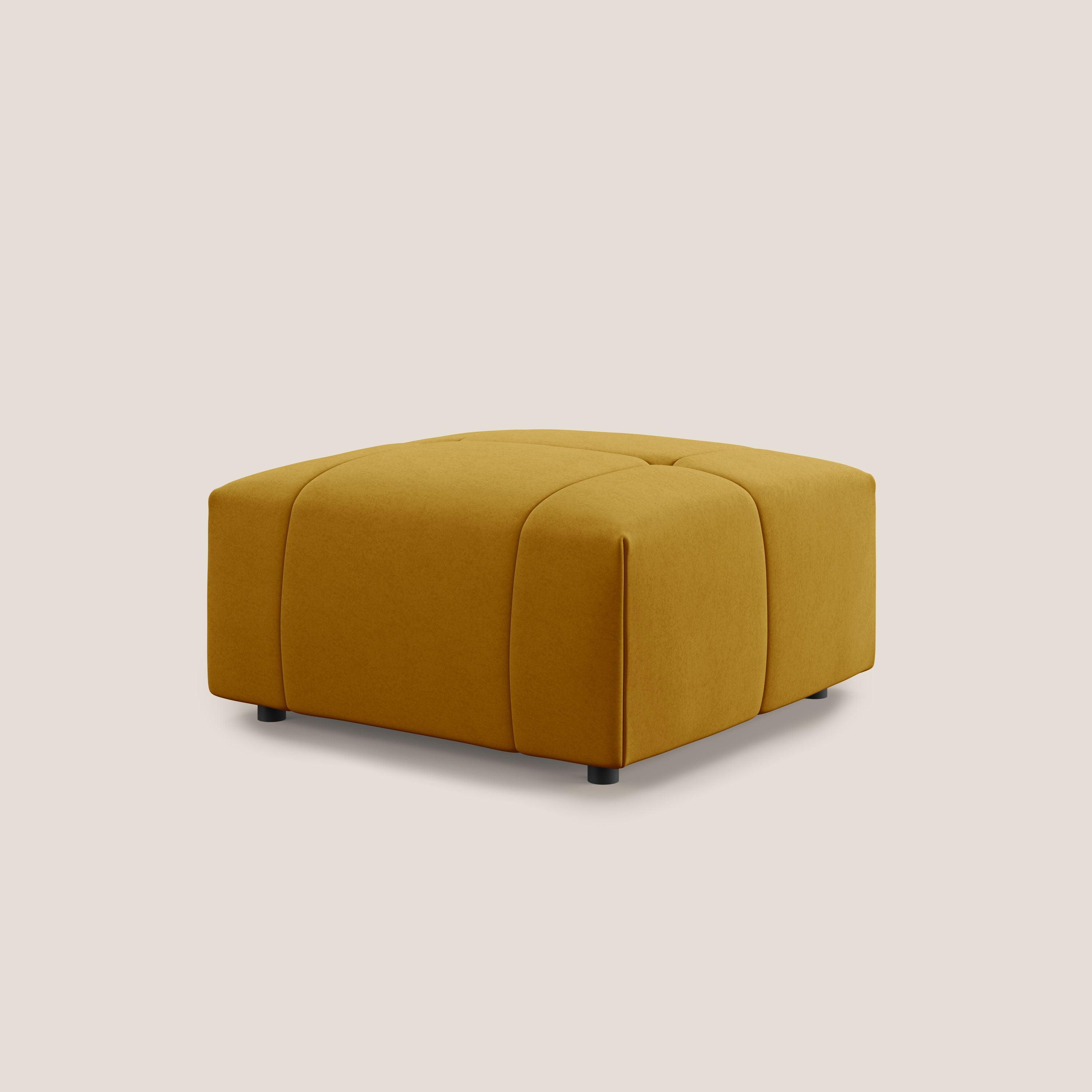 Giotto pouf in morbida microfibra effetto velluto impermeabile idrorepellente T09 giallo - divani.store