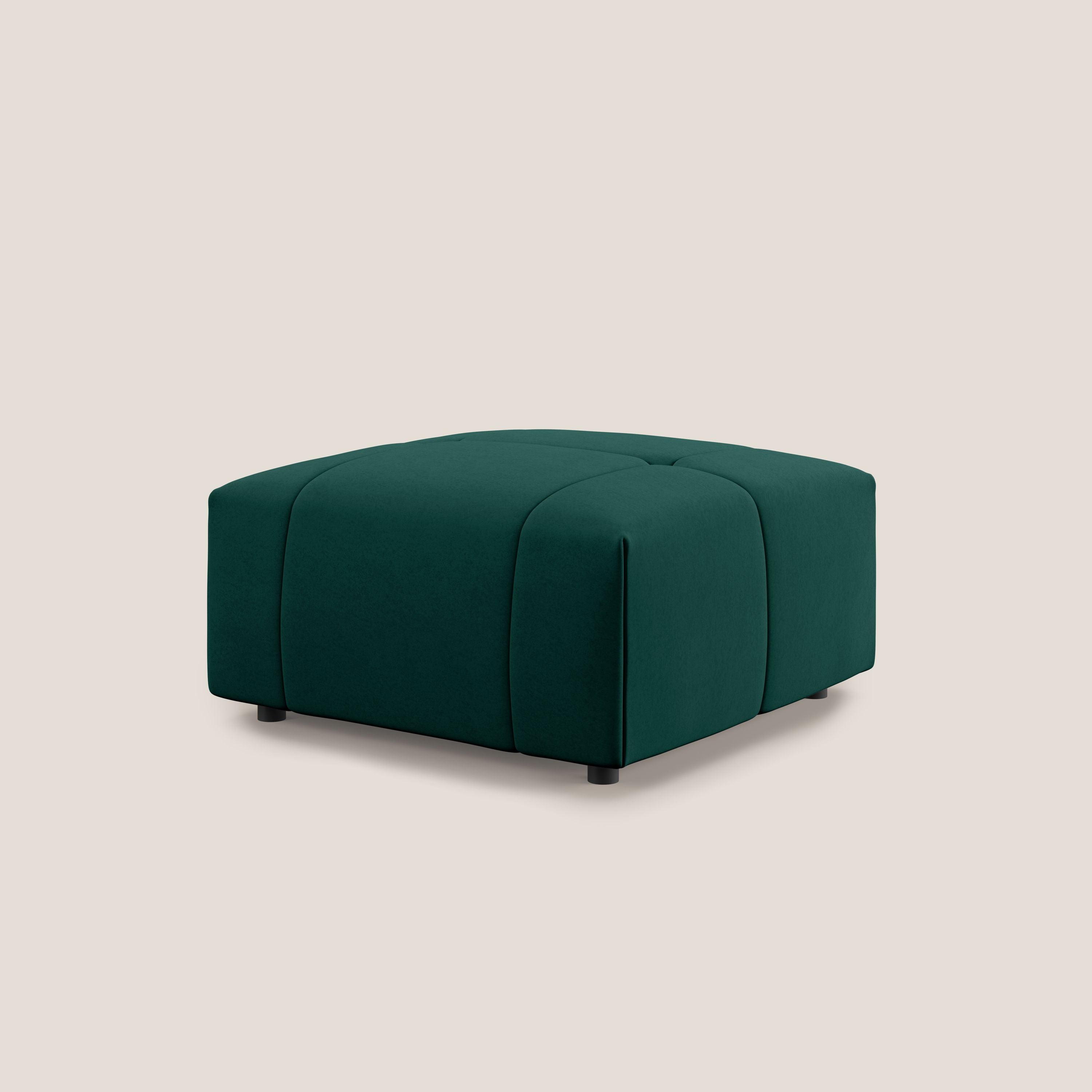 Giotto pouf in morbida microfibra effetto velluto impermeabile idrorepellente T09 verde - divani.store