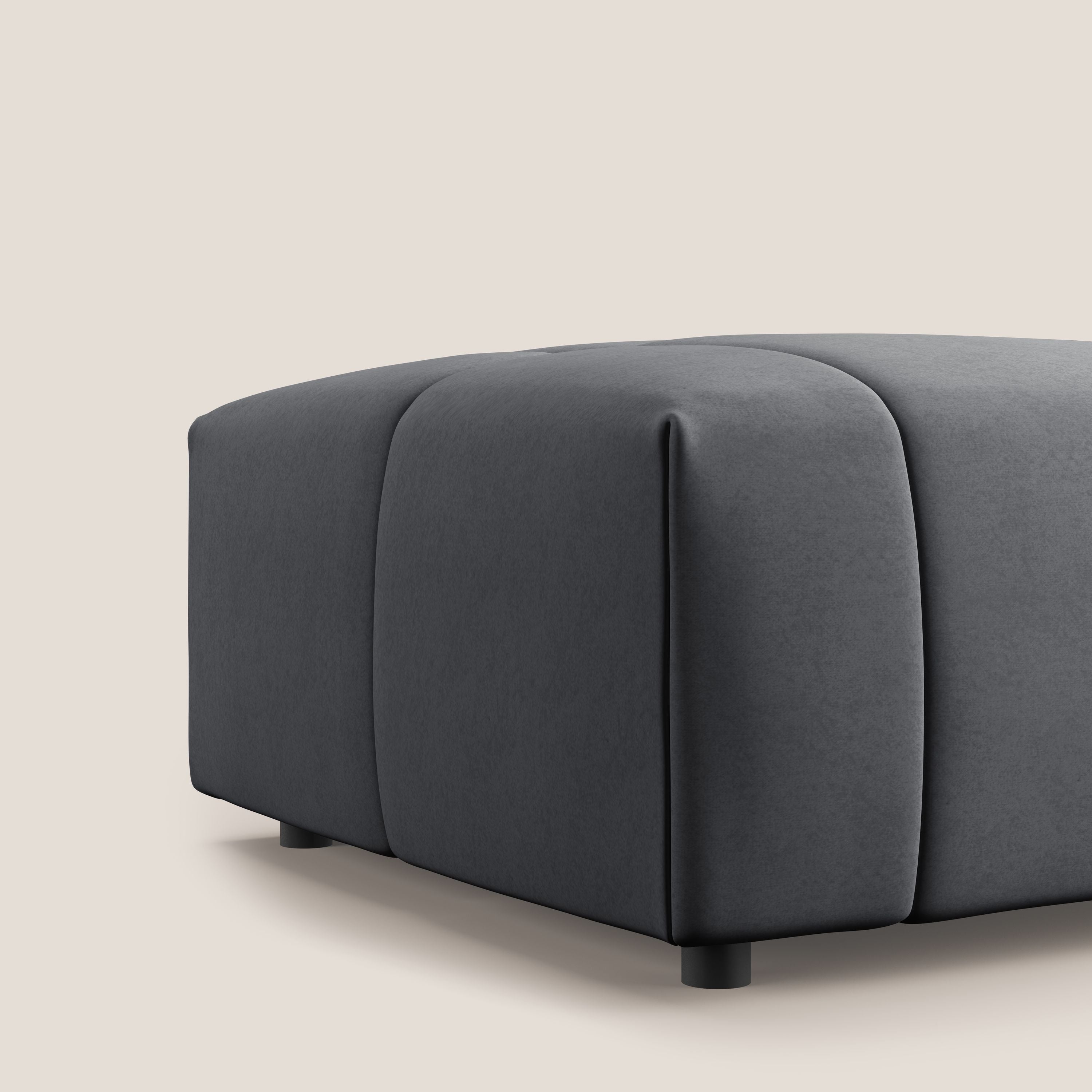 Giotto pouf in morbida microfibra effetto velluto impermeabile idrorepellente T09 grigio - divani.store