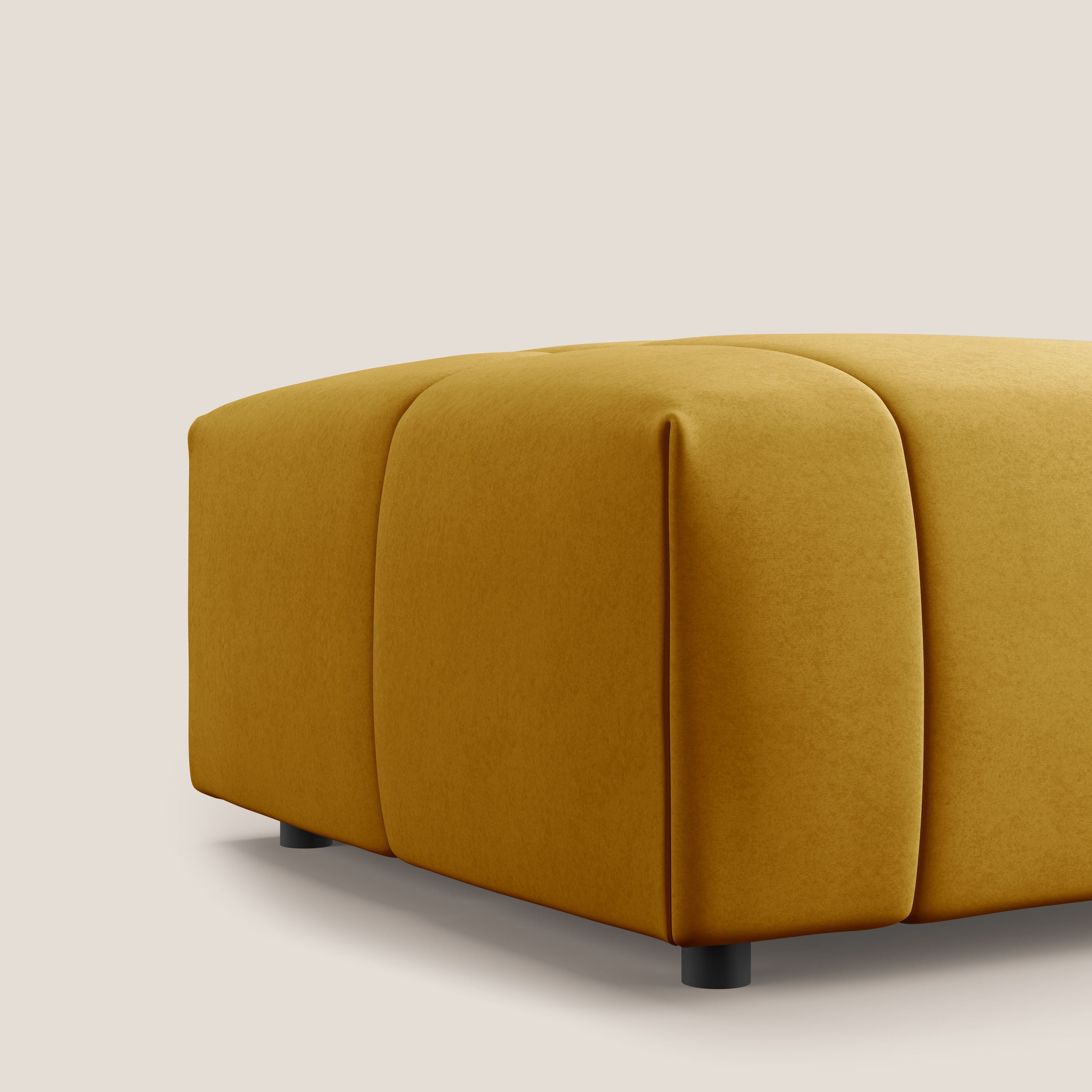Giotto pouf in morbida microfibra effetto velluto impermeabile idrorepellente T09 giallo - divani.store