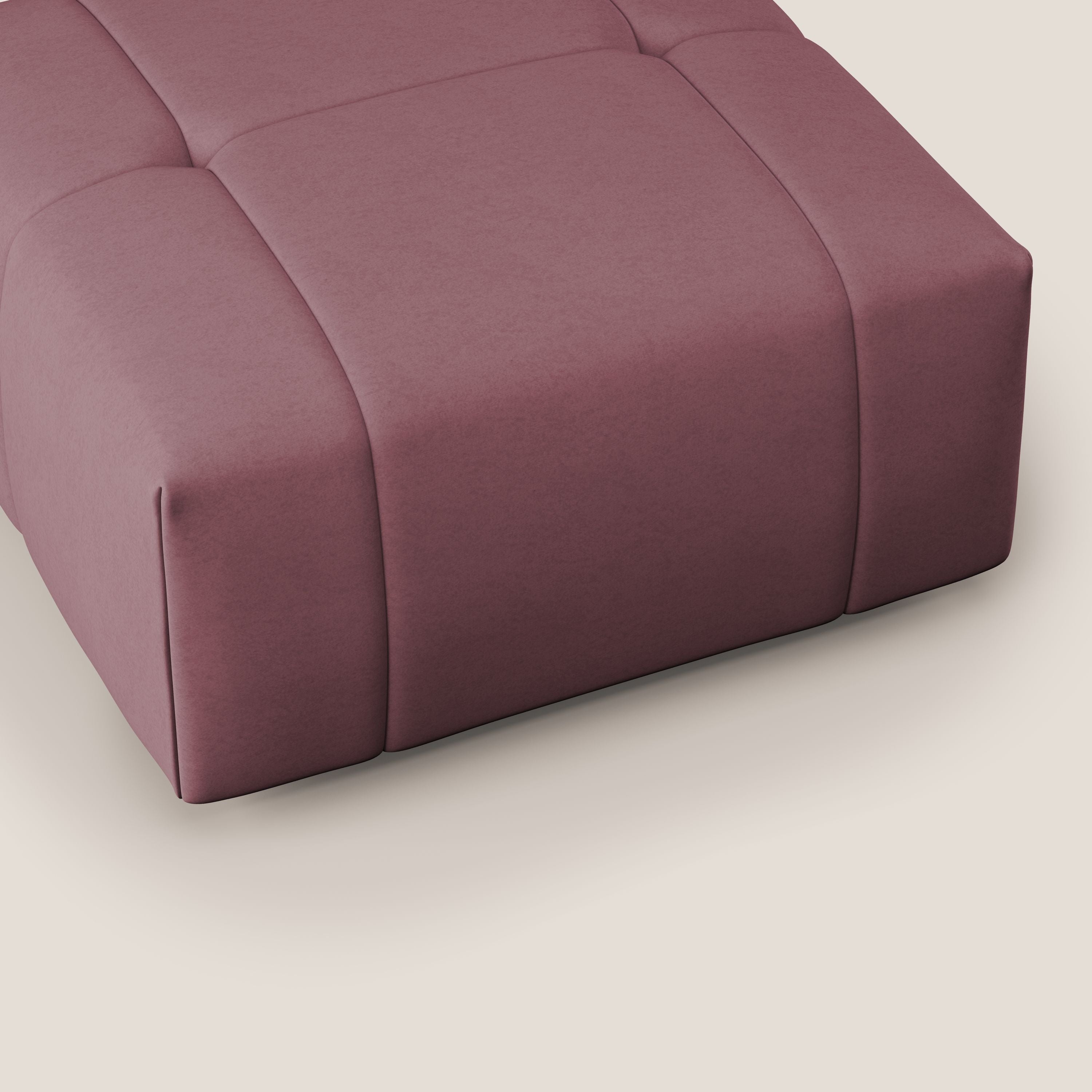 Giotto pouf in morbida microfibra effetto velluto impermeabile idrorepellente T09 salmone - divani.store