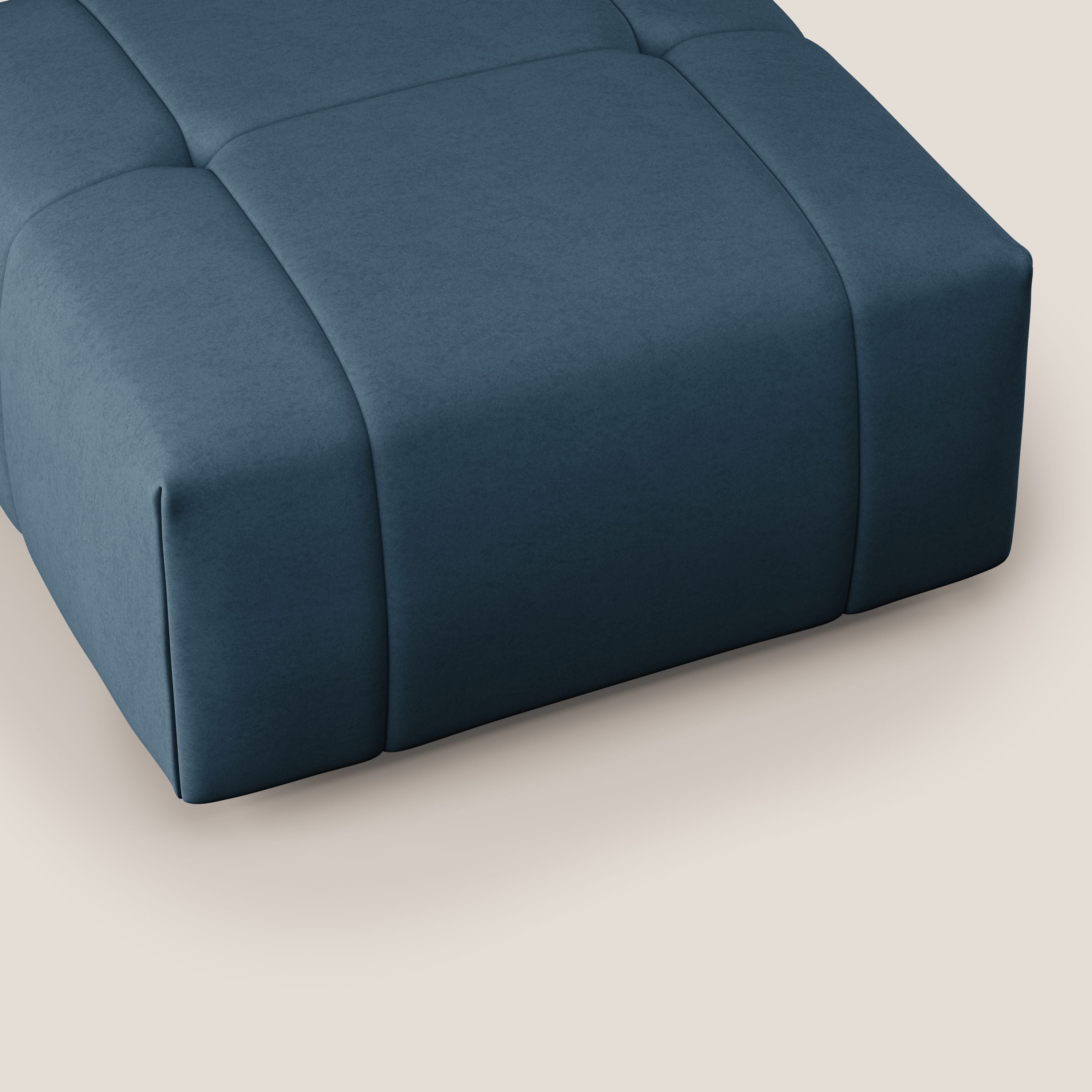 Giotto pouf in morbida microfibra effetto velluto impermeabile idrorepellente T09 blu - divani.store