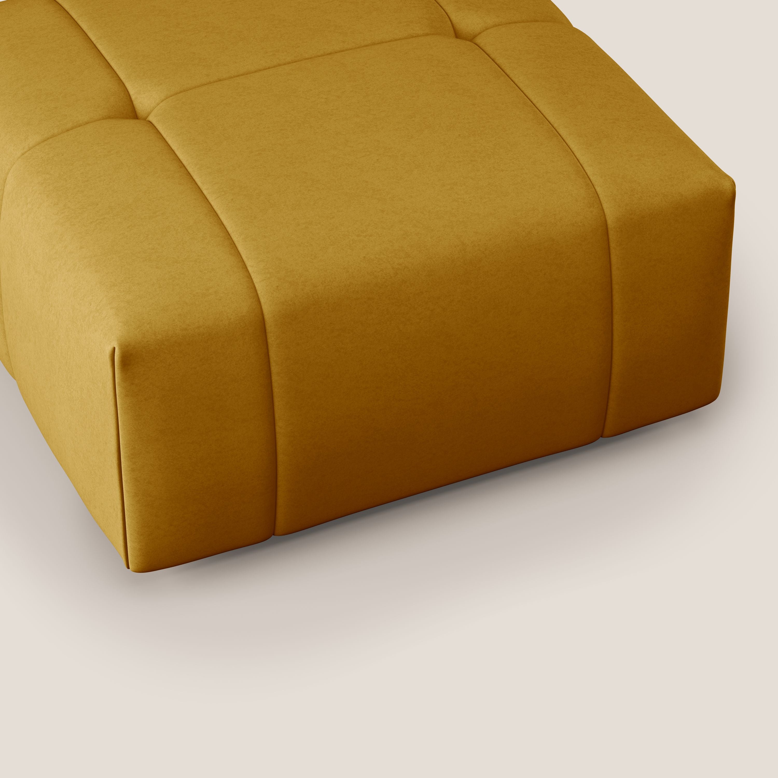 Giotto pouf in morbida microfibra effetto velluto impermeabile idrorepellente T09 giallo - divani.store