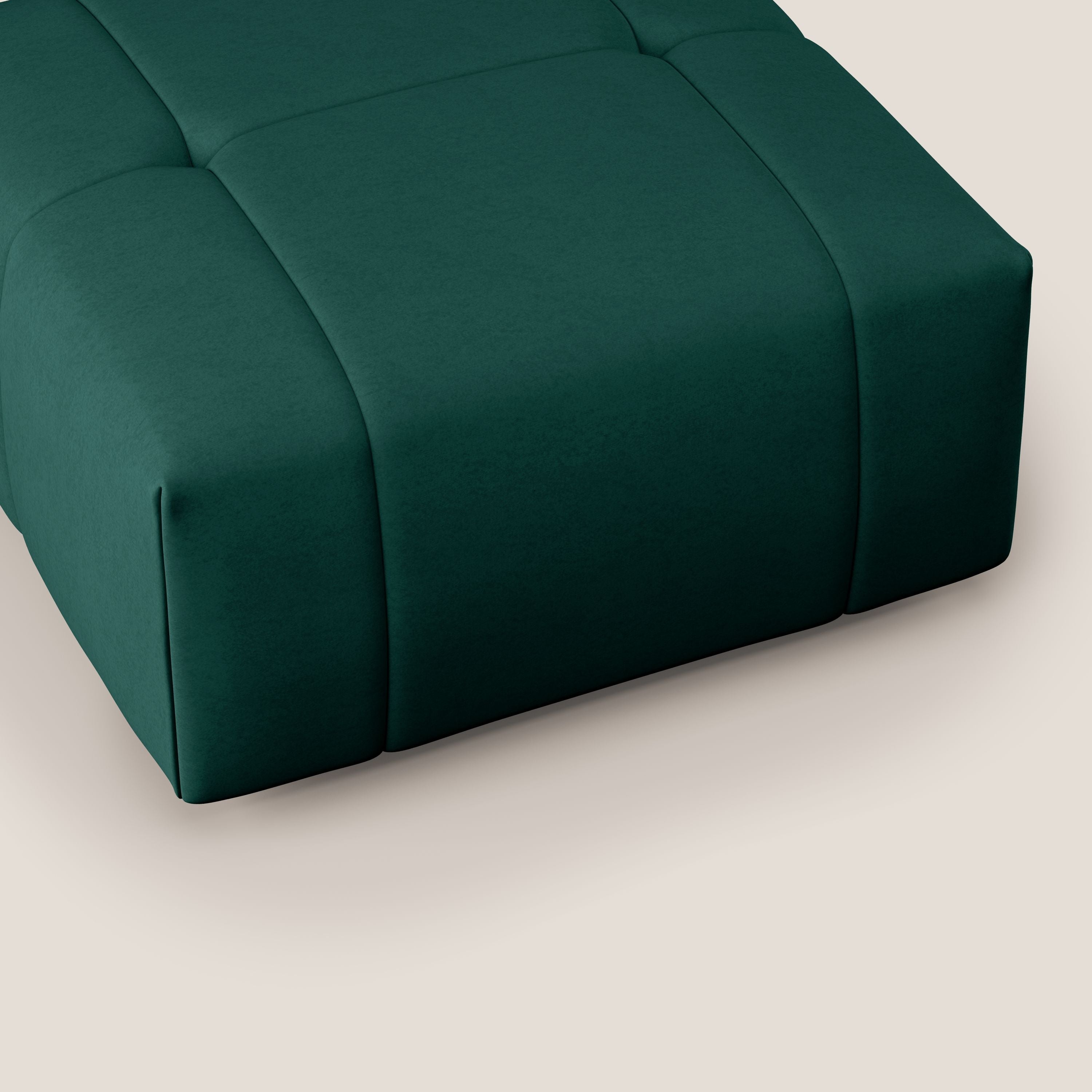 Giotto pouf in morbida microfibra effetto velluto impermeabile idrorepellente T09 verde - divani.store
