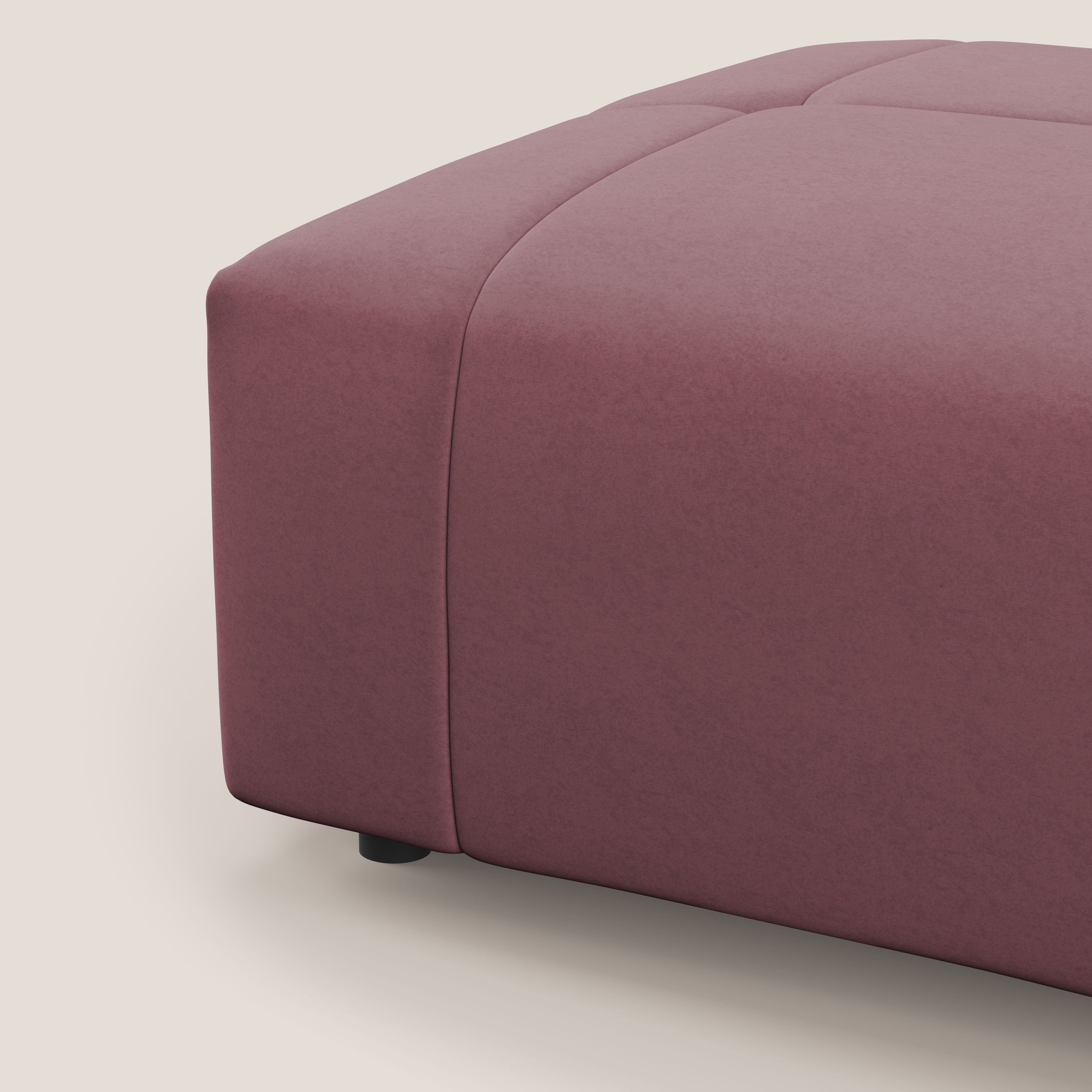 Giotto pouf in morbida microfibra effetto velluto impermeabile idrorepellente T09 salmone - divani.store