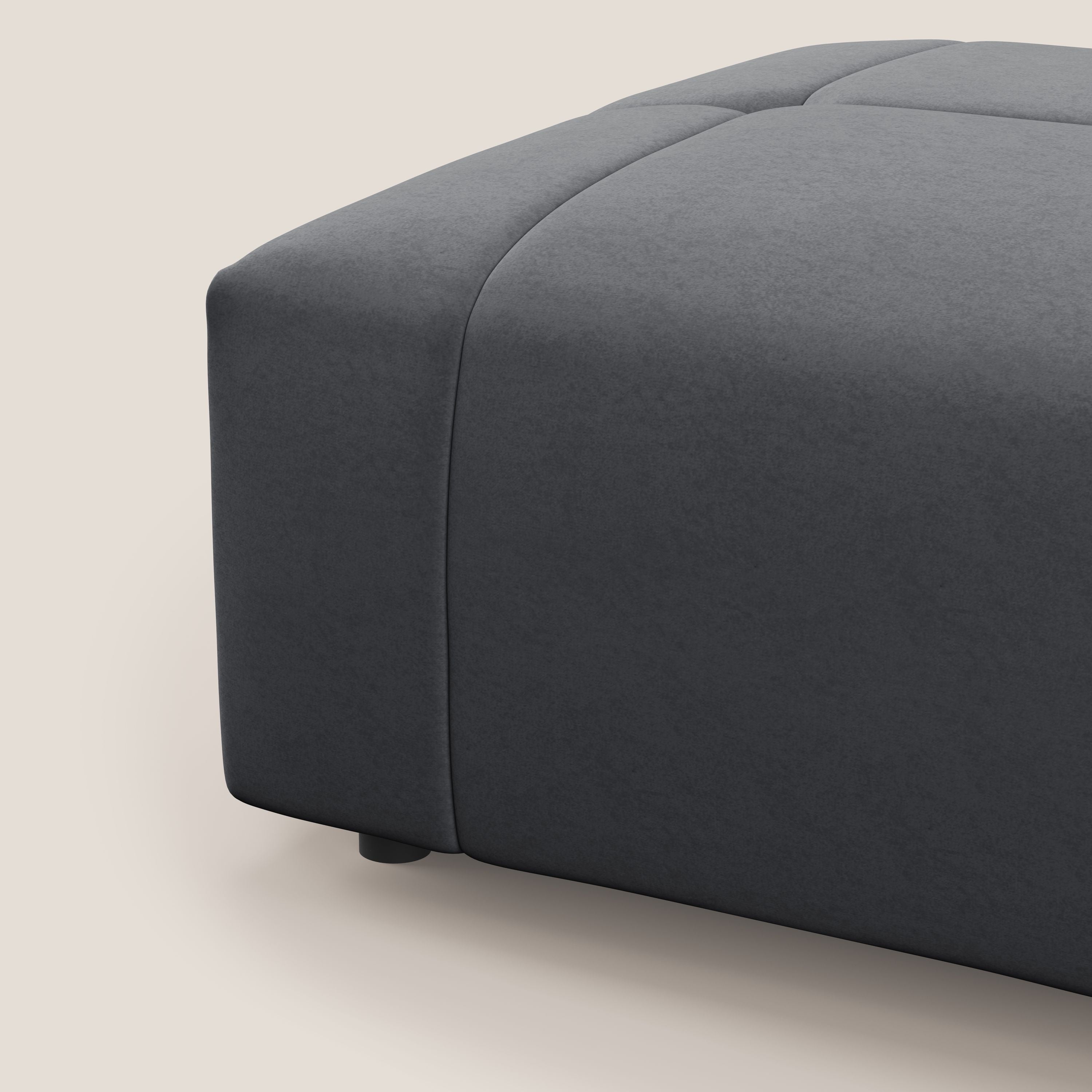 Giotto pouf in morbida microfibra effetto velluto impermeabile idrorepellente T09 grigio - divani.store