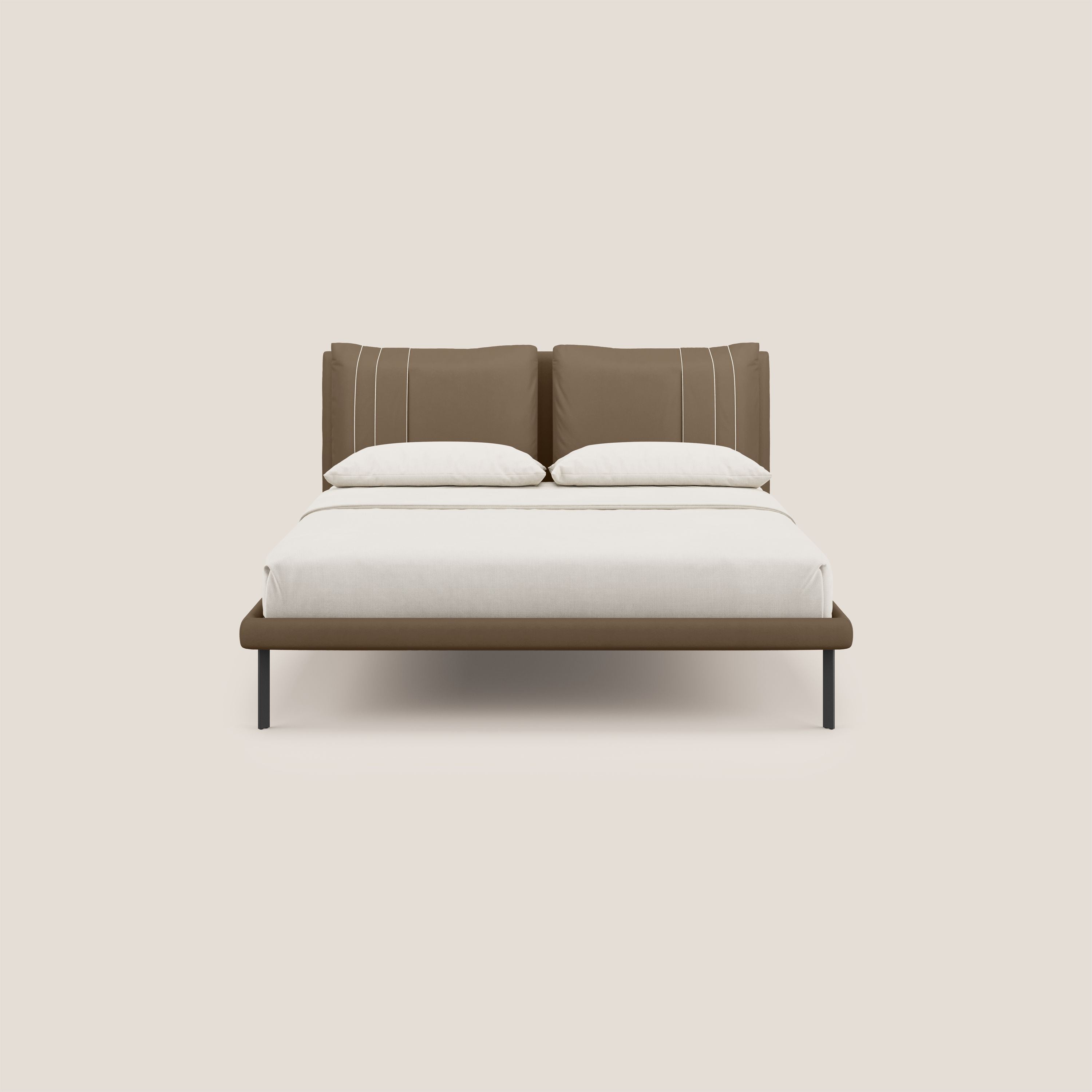 Giselle letto moderno con cuscini testata regolabili con tasche in microfibra impermeabile T11 marrone - divani.store