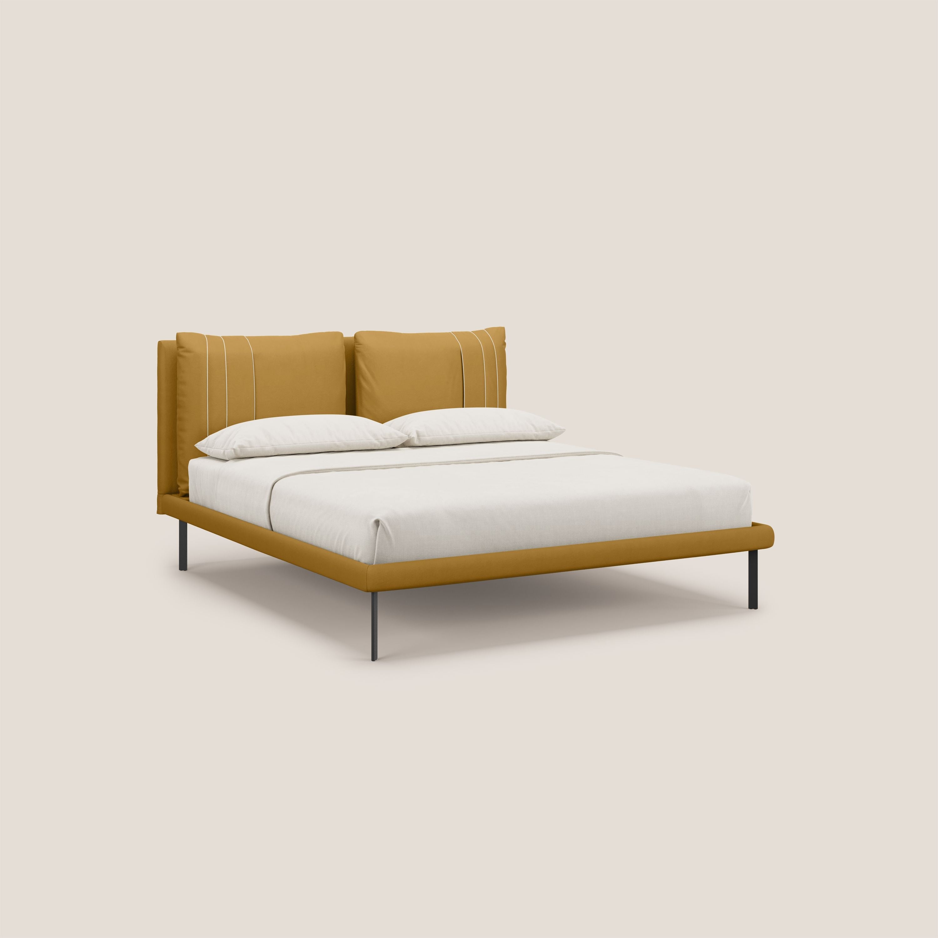 Giselle letto moderno con cuscini testata regolabili con tasche in microfibra impermeabile T11 giallo - divani.store
