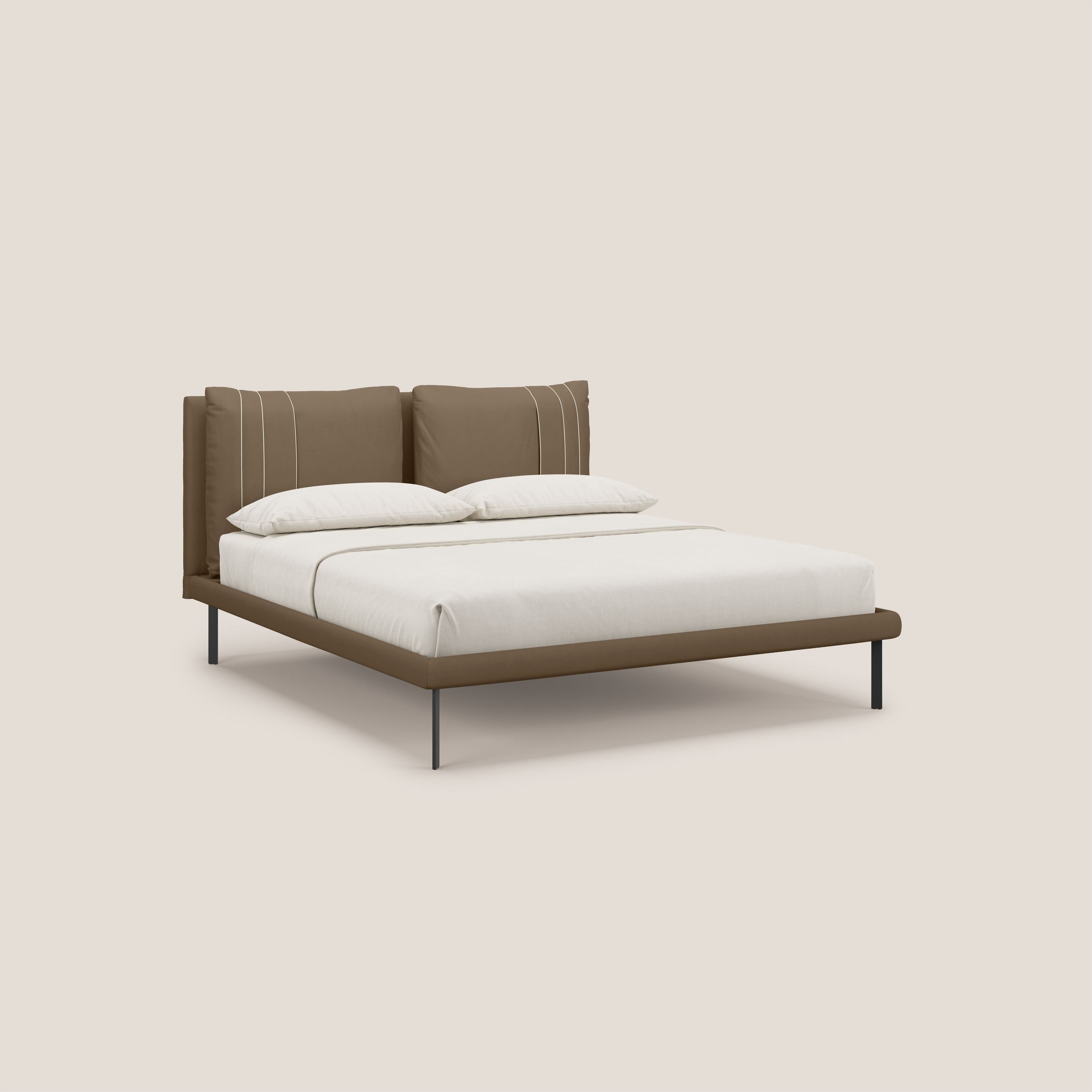 Giselle letto moderno con cuscini testata regolabili con tasche in microfibra impermeabile T11 marrone - divani.store