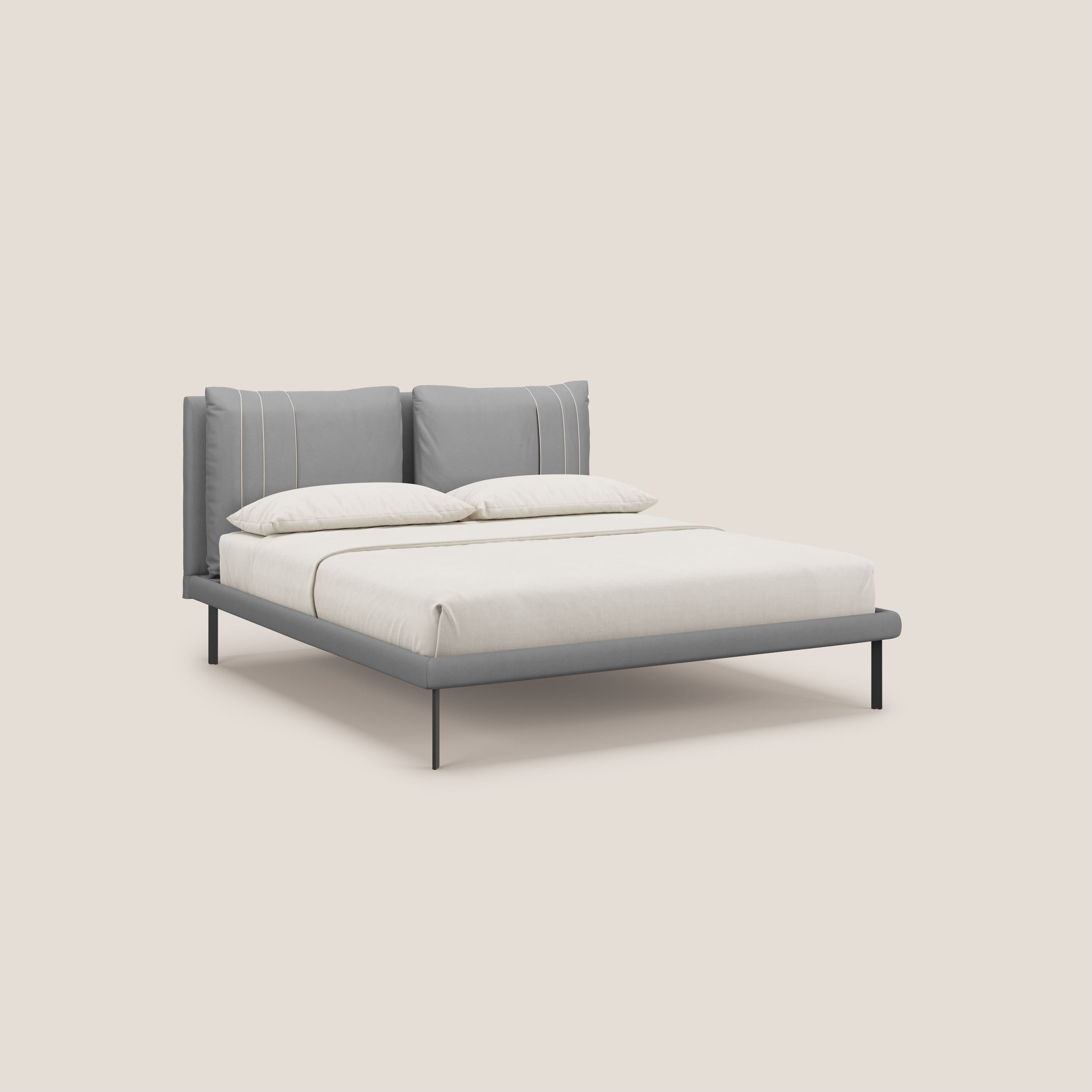 Giselle letto moderno con cuscini testata regolabili con tasche in microfibra impermeabile T11 grigio - divani.store