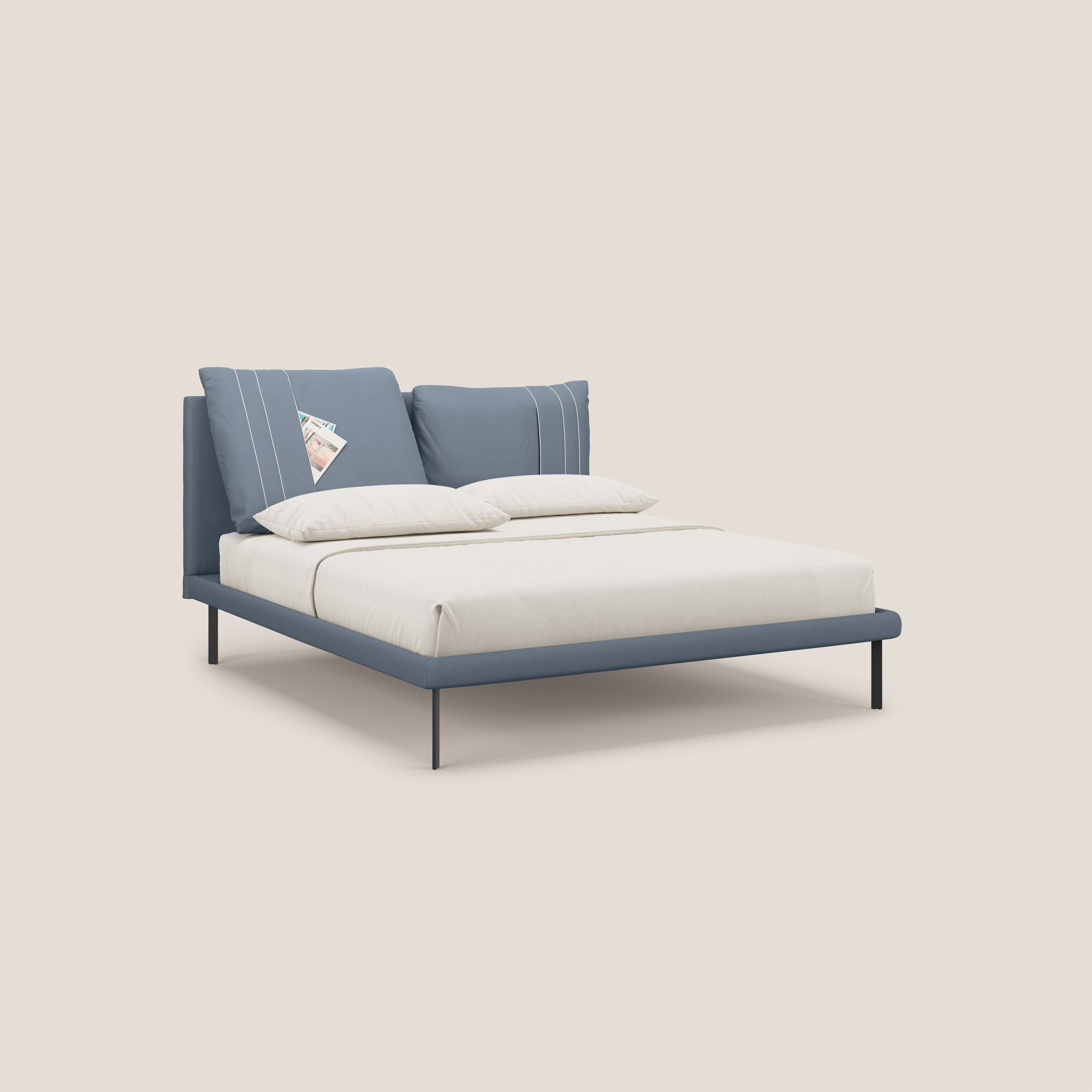 Giselle letto moderno con cuscini testata regolabili con tasche in microfibra impermeabile T11 carta da zucchero - divani.store