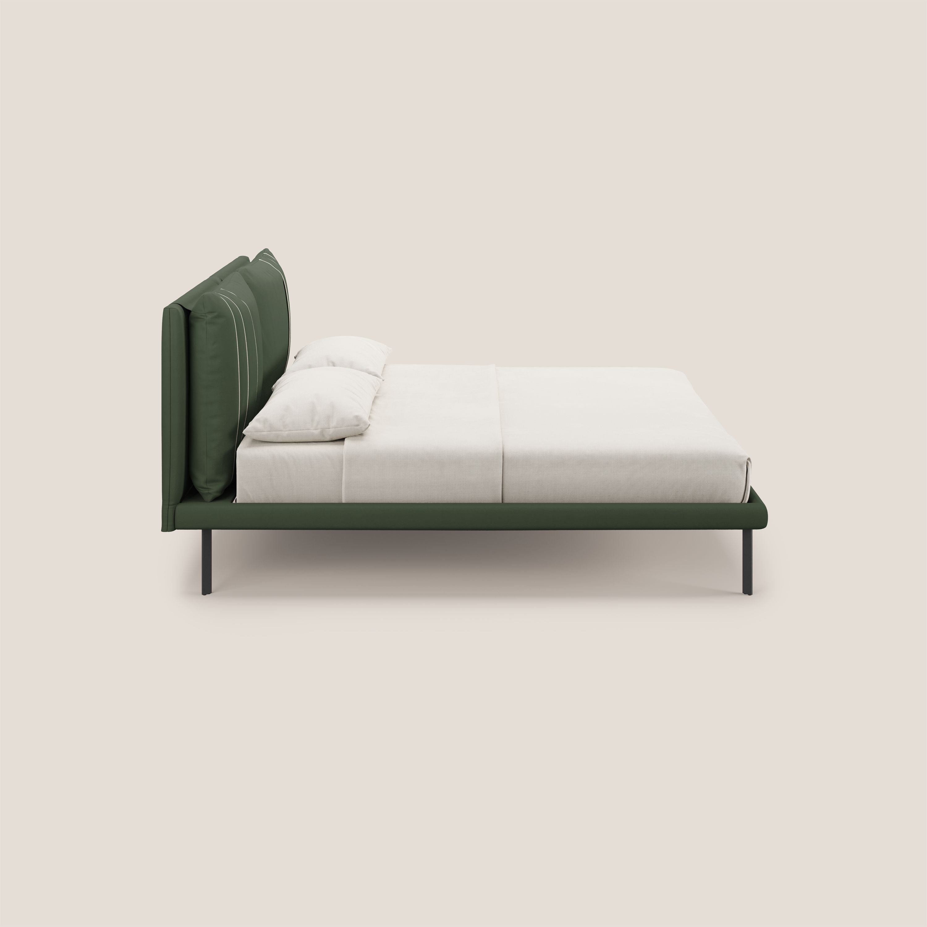 Giselle letto moderno con cuscini testata regolabili con tasche in microfibra impermeabile T11 verde - divani.store