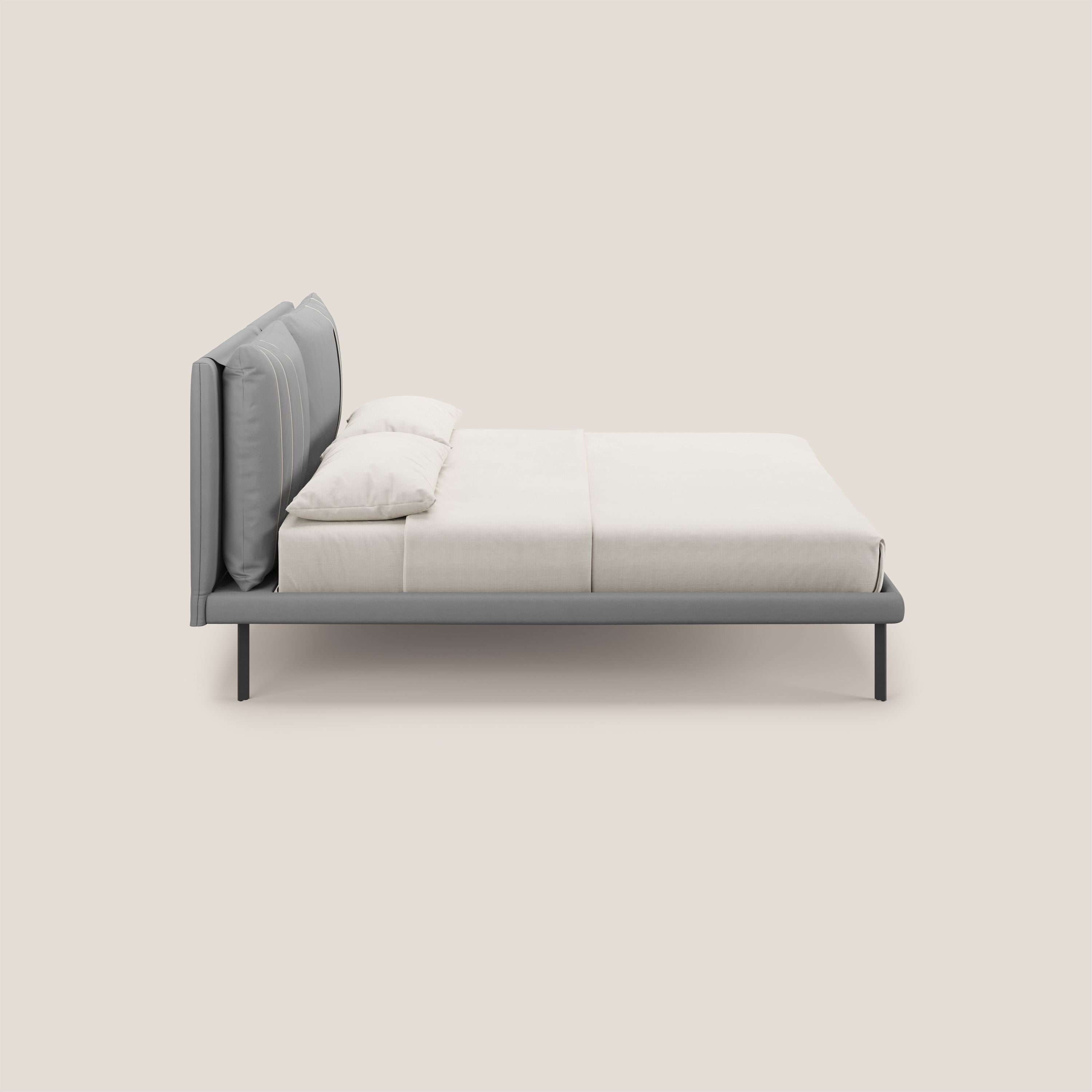 Giselle letto moderno con cuscini testata regolabili con tasche in microfibra impermeabile T11 grigio - divani.store
