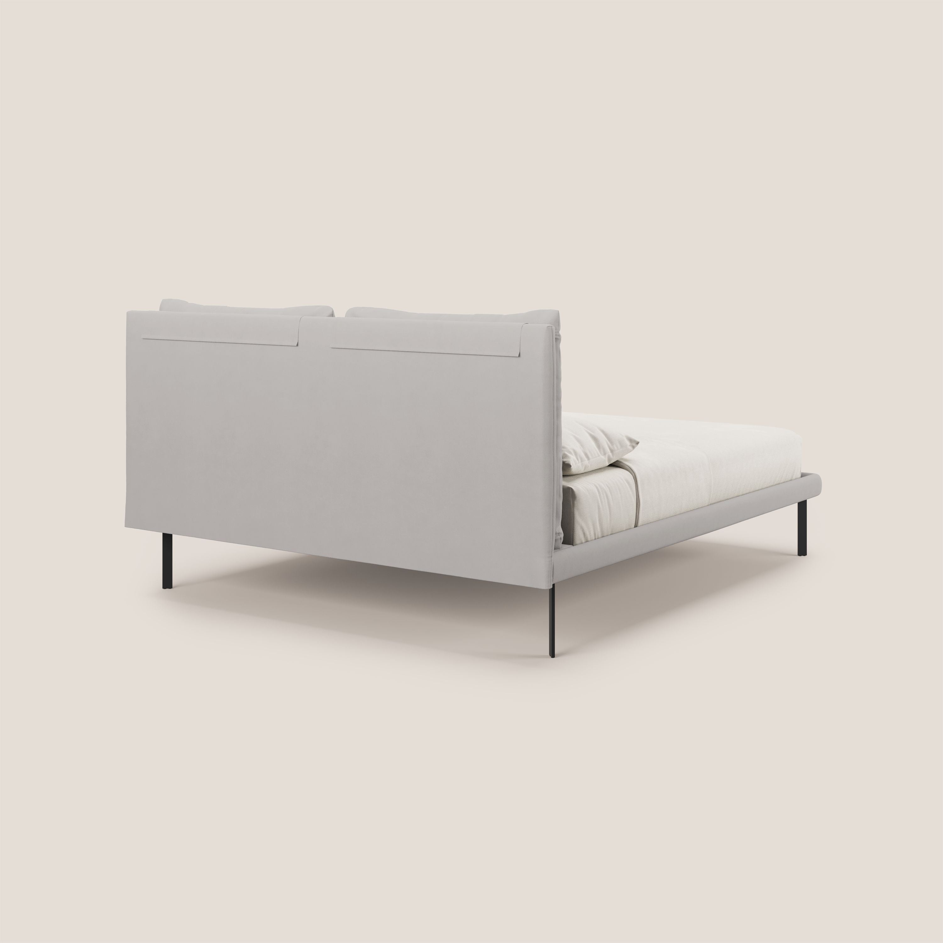 Giselle letto moderno con cuscini testata regolabili con tasche in microfibra impermeabile T11 grigio chiaro - divani.store