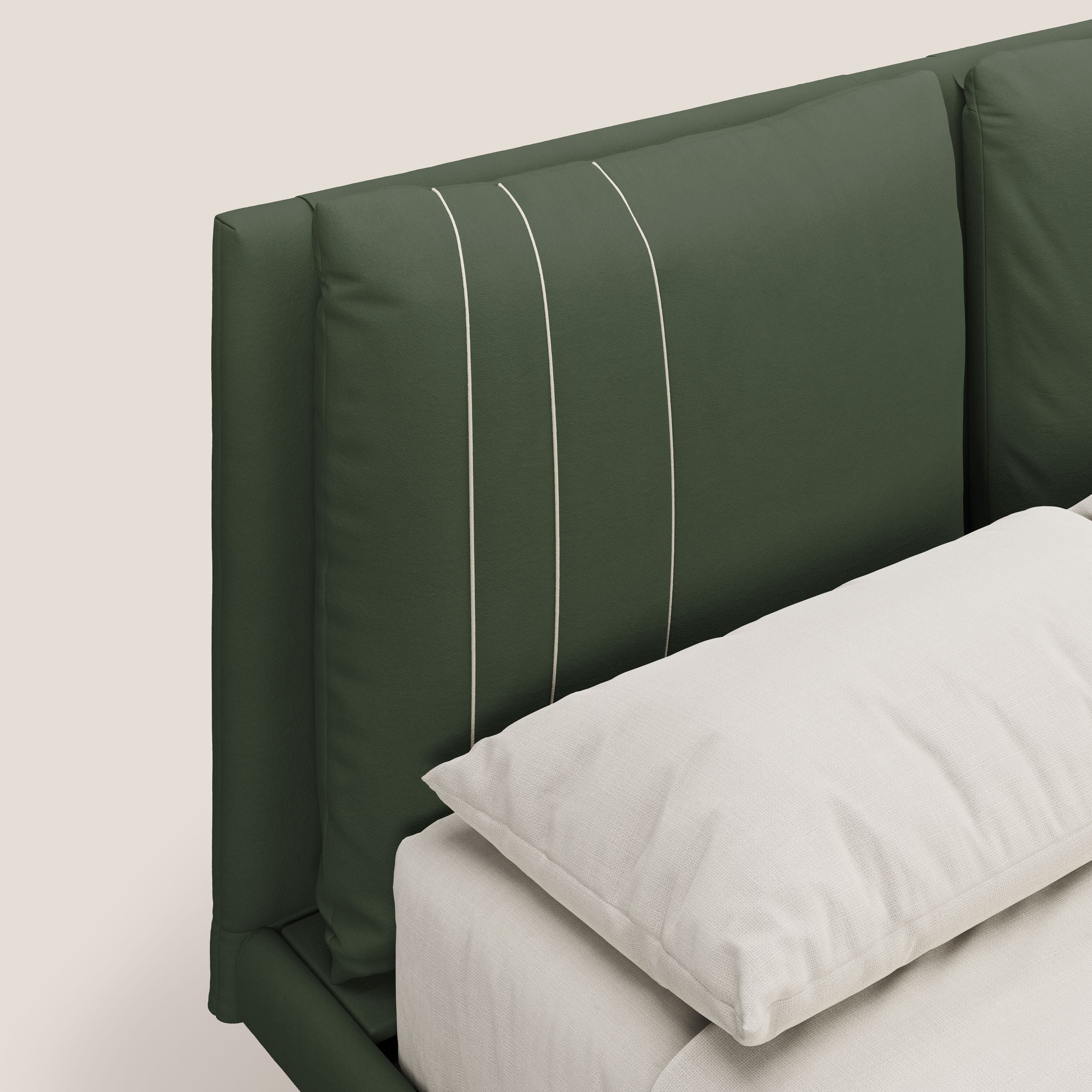 Giselle letto moderno con cuscini testata regolabili con tasche in microfibra impermeabile T11 verde - divani.store