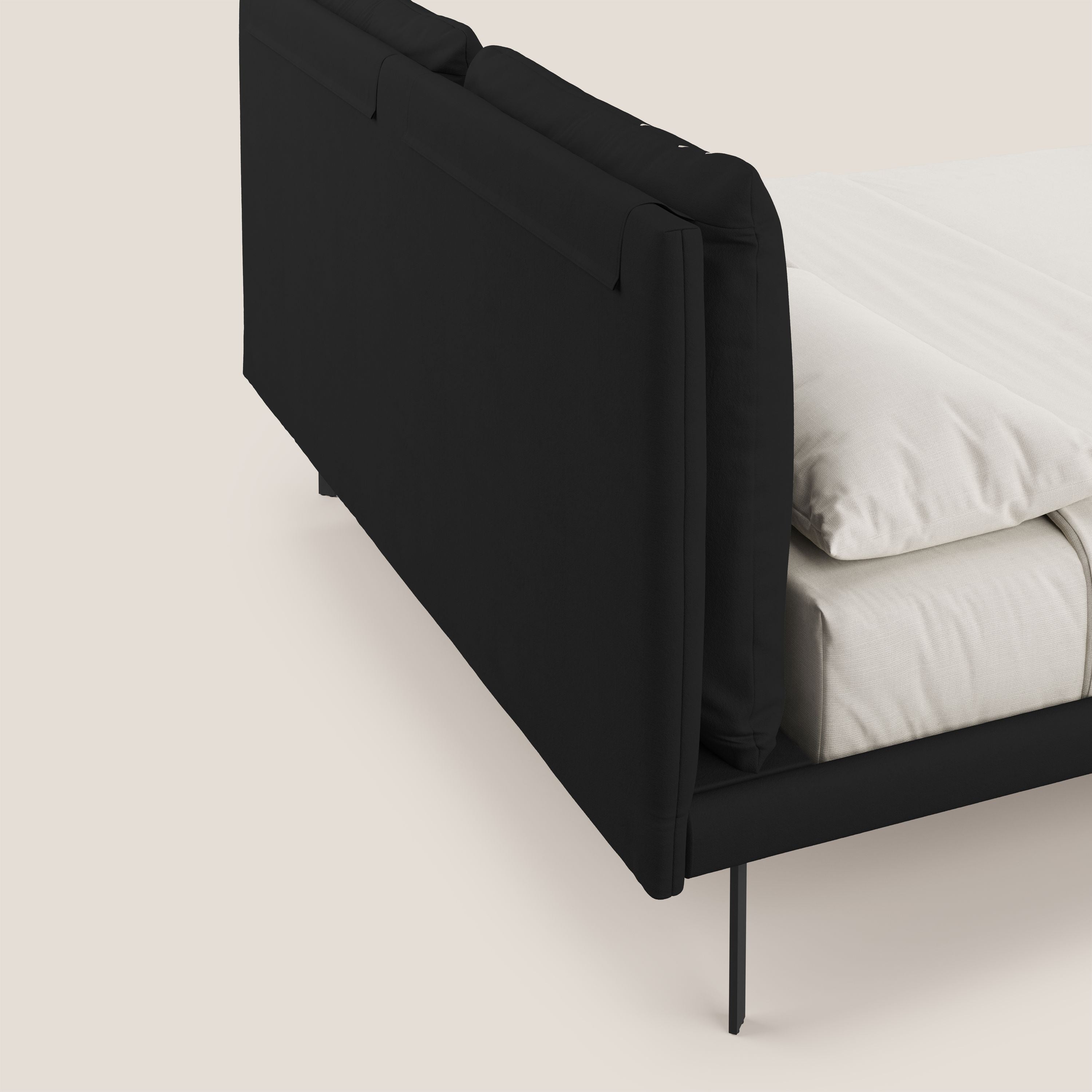 Giselle letto moderno con cuscini testata regolabili con tasche in microfibra impermeabile T11 nero - divani.store
