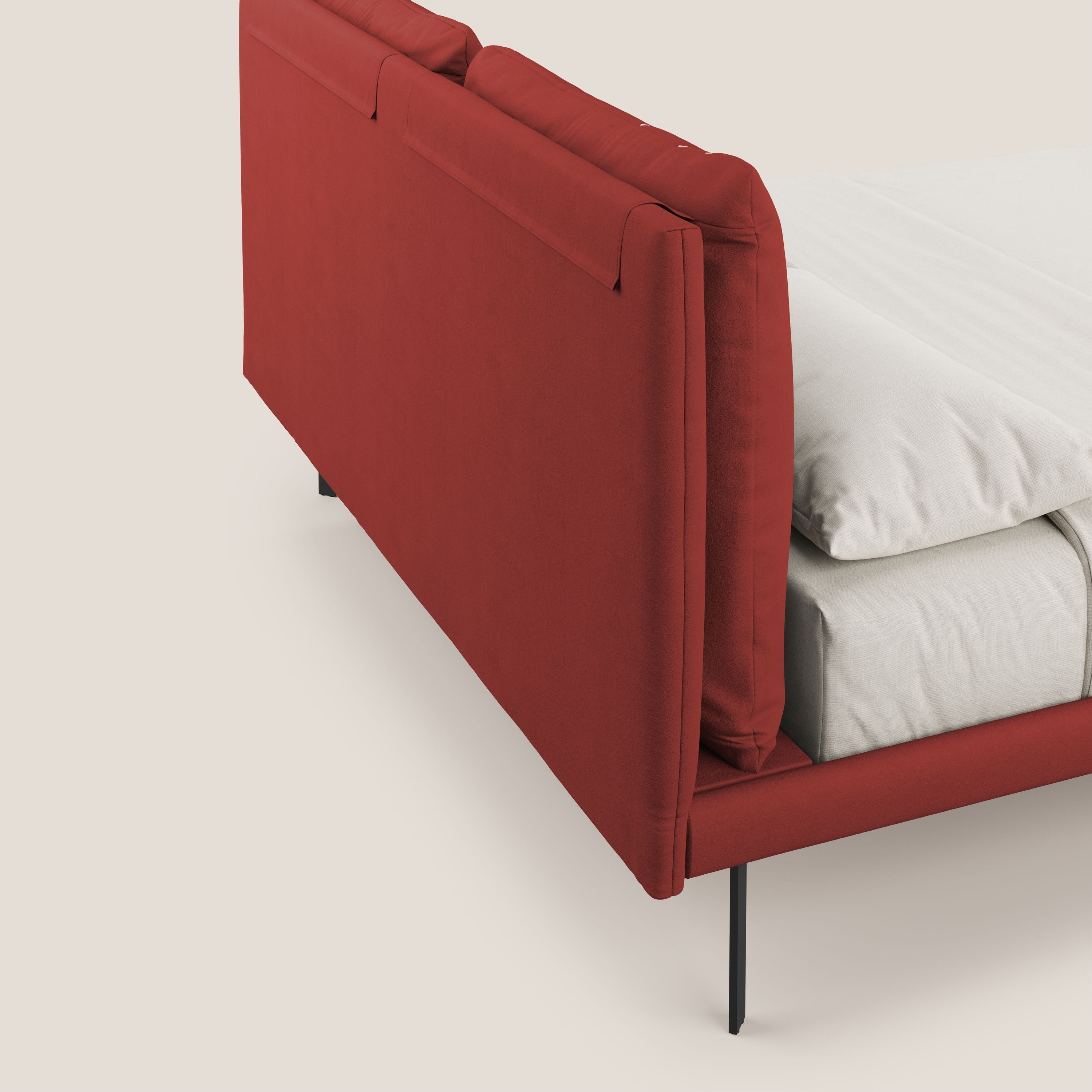 Giselle letto moderno con cuscini testata regolabili con tasche in microfibra impermeabile T11 rosso - divani.store