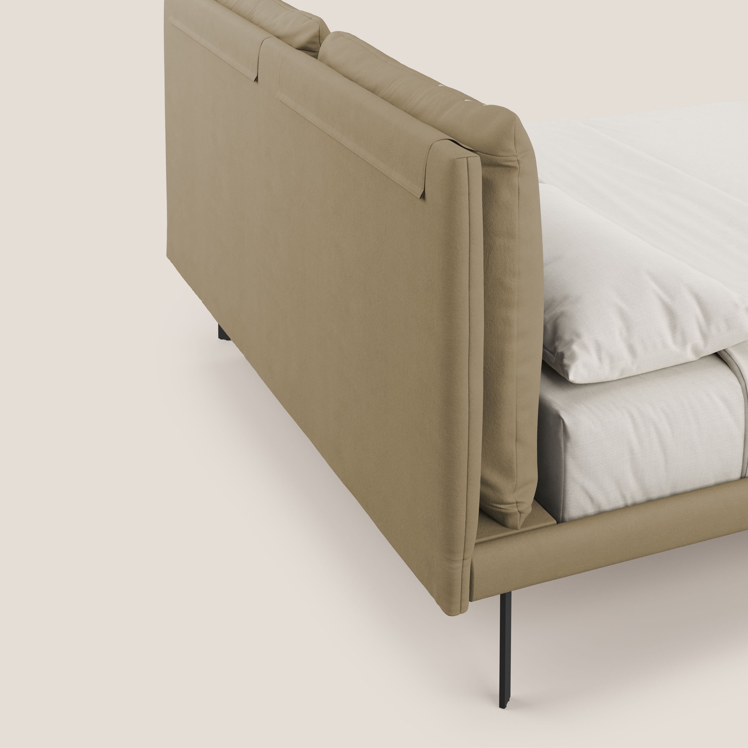 Giselle letto moderno con cuscini testata regolabili con tasche in microfibra impermeabile T11 beige - divani.store