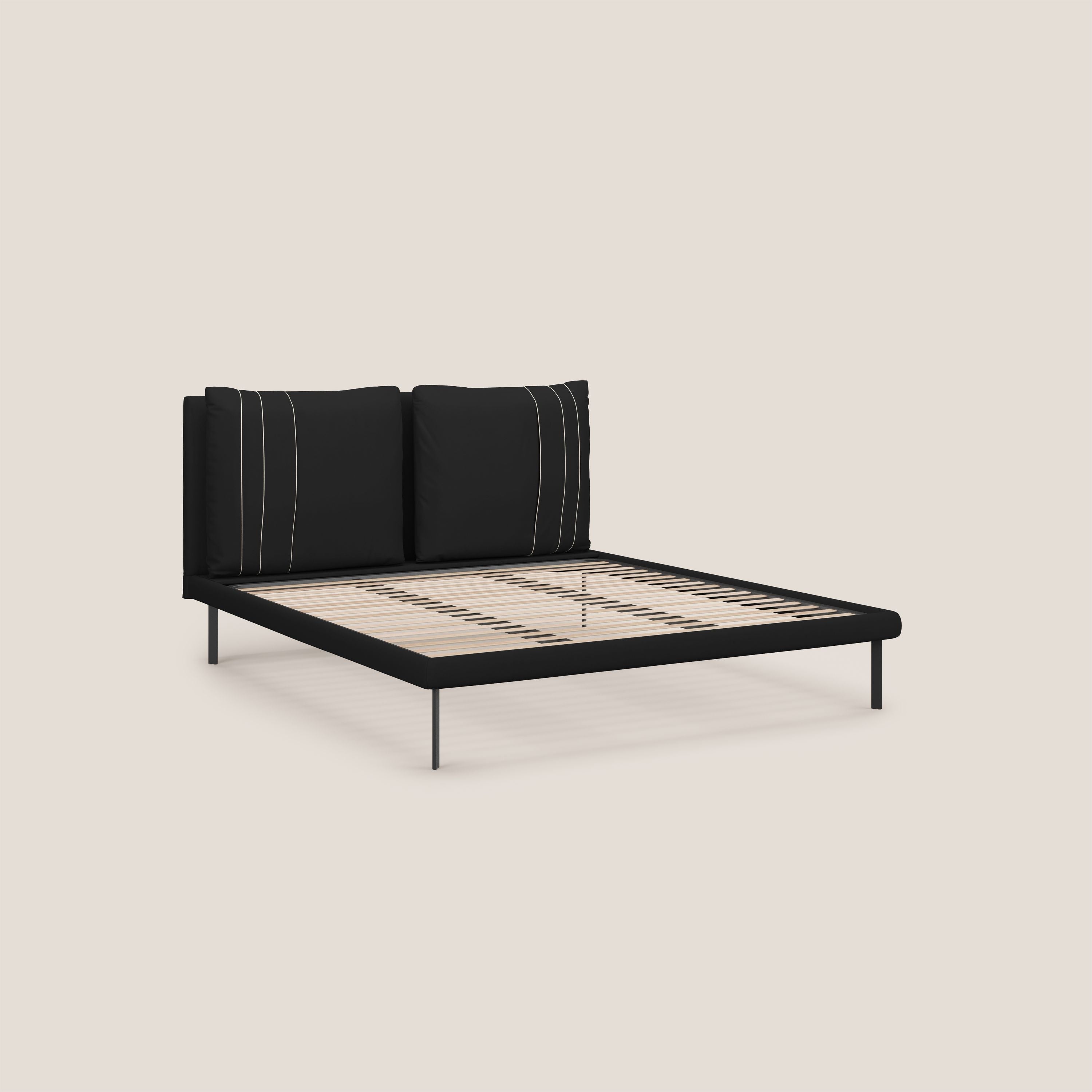 Giselle letto moderno con cuscini testata regolabili con tasche in microfibra impermeabile T11 nero - divani.store