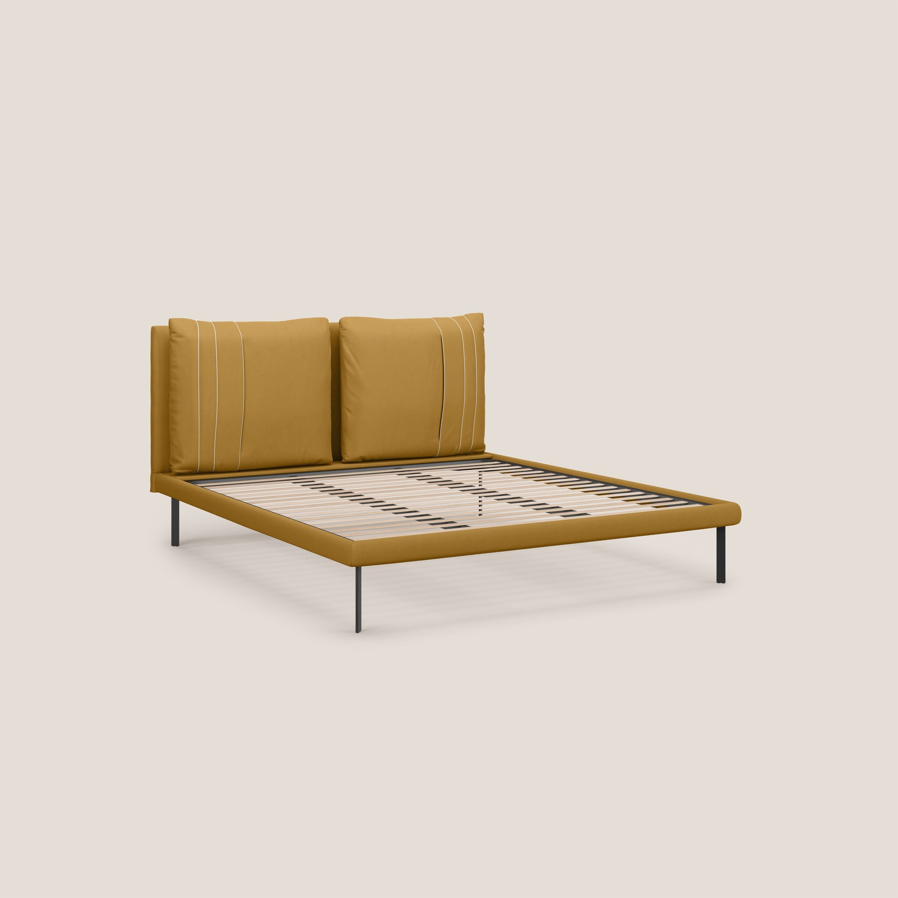 Giselle letto moderno con cuscini testata regolabili con tasche in microfibra impermeabile T11 giallo - divani.store