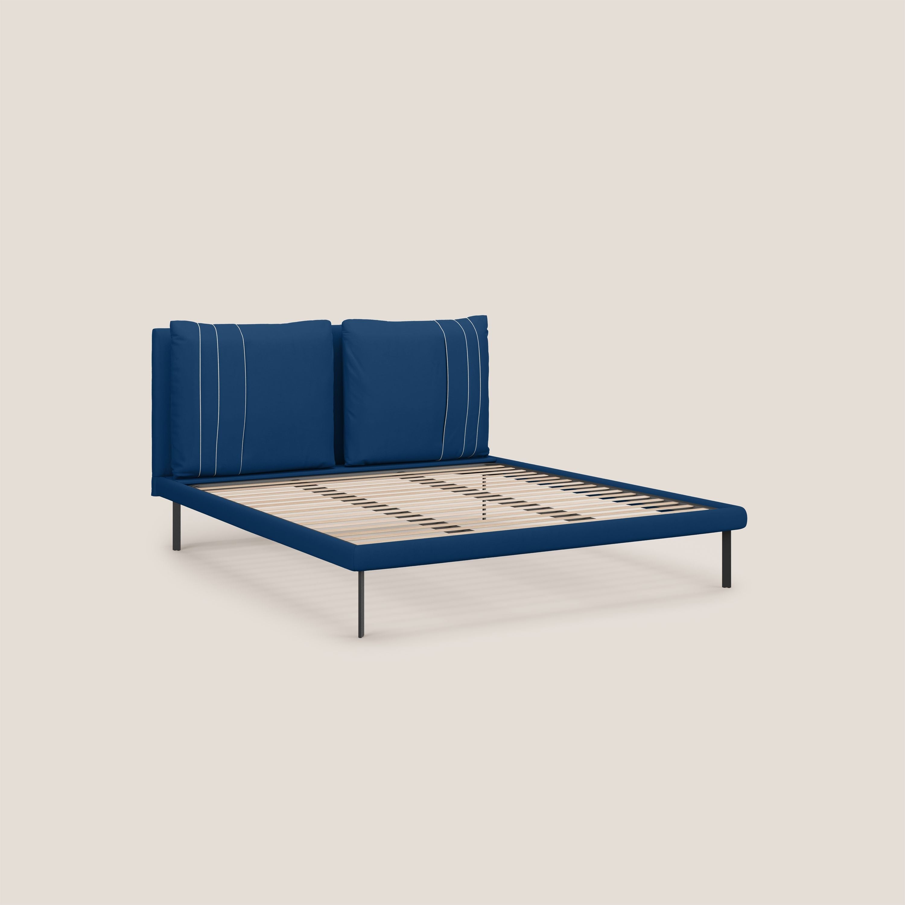 Giselle letto moderno con cuscini testata regolabili con tasche in microfibra impermeabile T11 blu - divani.store