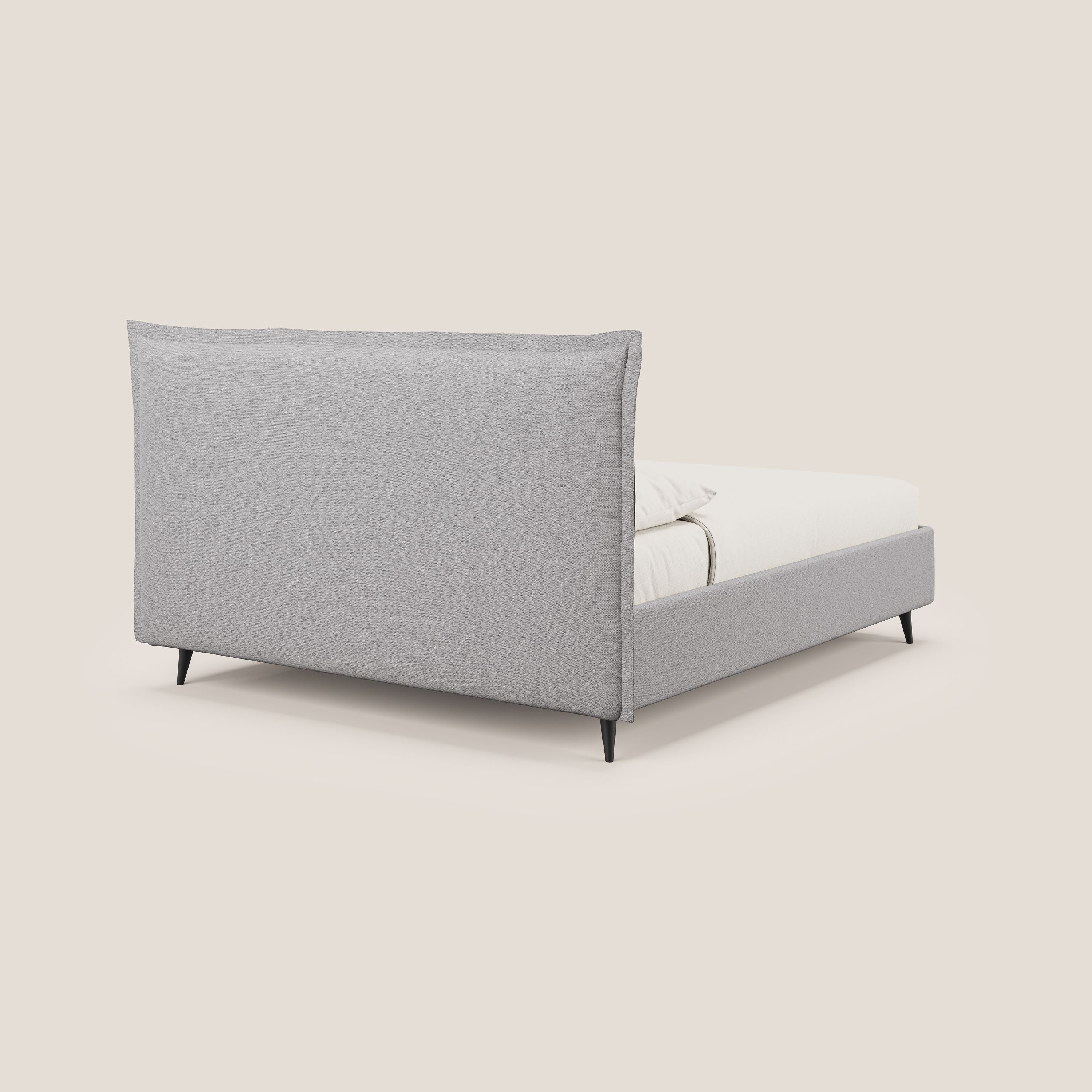 Hans letto contenitore imbottito minimal in tessuto simil cotone impermeabile T19 grigio - divani.store