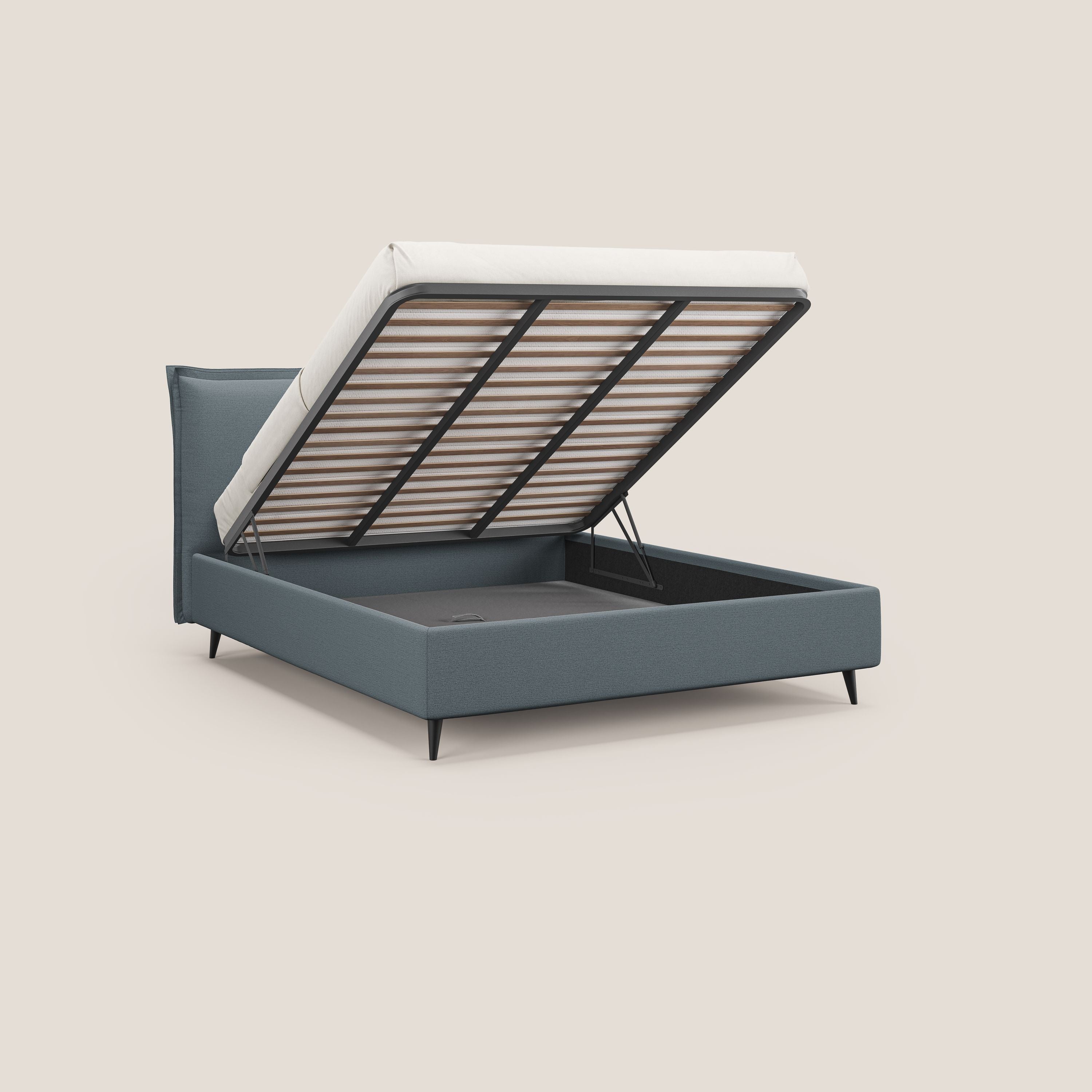 Hans letto contenitore imbottito minimal in tessuto simil cotone impermeabile T19 carta da zucchero - divani.store