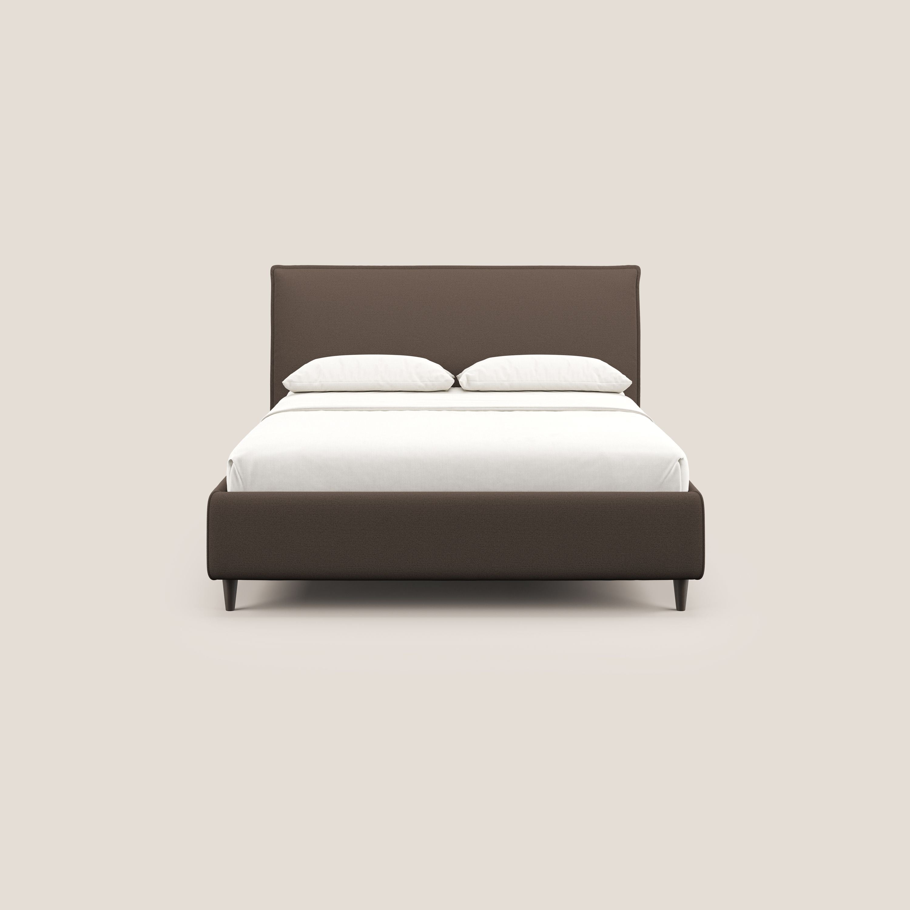 Hunter letto imbottito contenitore sfoderabile in tessuto impermeabile fiammato T19 marrone - divani.store