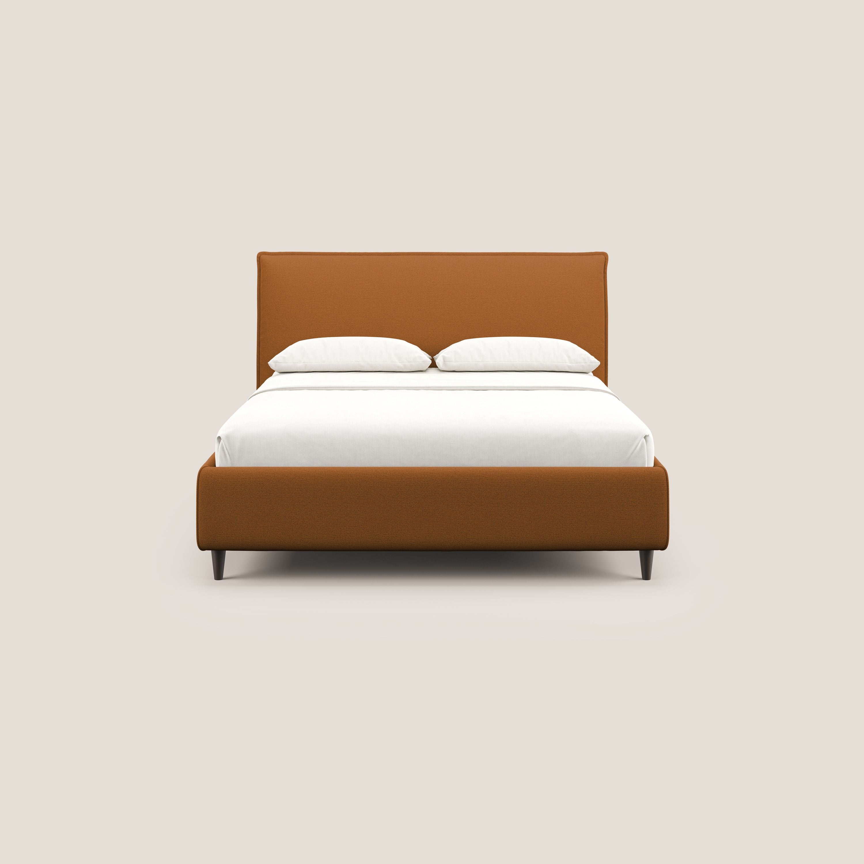 Hunter letto imbottito contenitore sfoderabile in tessuto impermeabile fiammato T19 arancio - divani.store