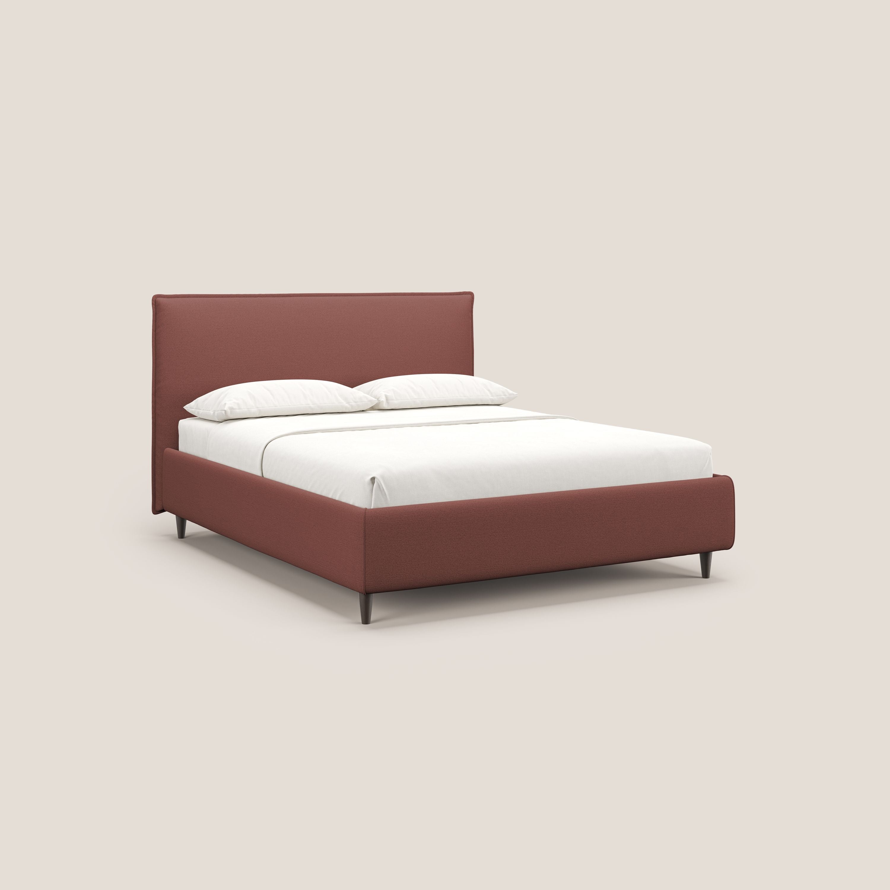 Hunter letto imbottito contenitore sfoderabile in tessuto impermeabile fiammato T19 salmone - divani.store